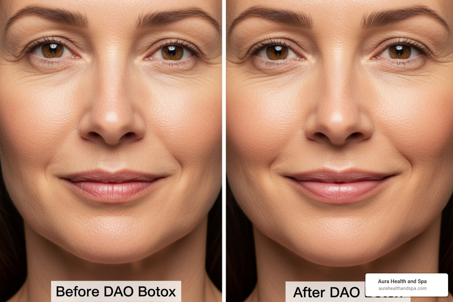 before-and-after of a patient treated with DAO Botox - dao muscle botox