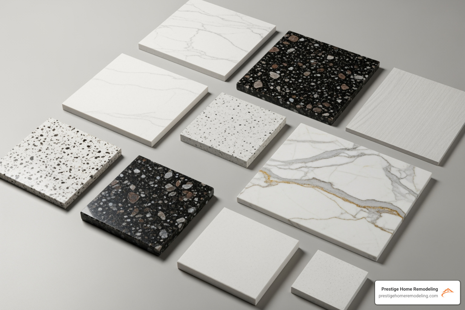 various countertop material samples like quartz, granite, and marble - average kitchen remodel cost various countertop material samples like quartz, granite, and marble - average kitchen remodel cost