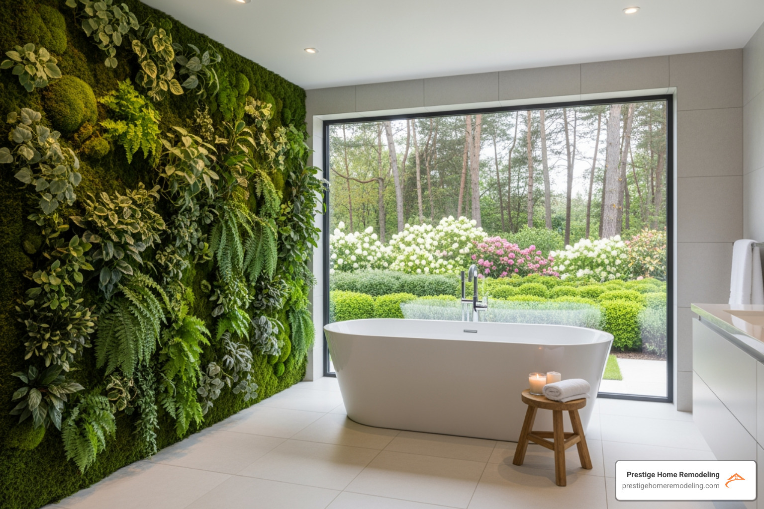 bathroom with living wall and large window overlooking a garden - innovative bathroom design ideas bathroom with living wall and large window overlooking a garden - innovative bathroom design ideas
