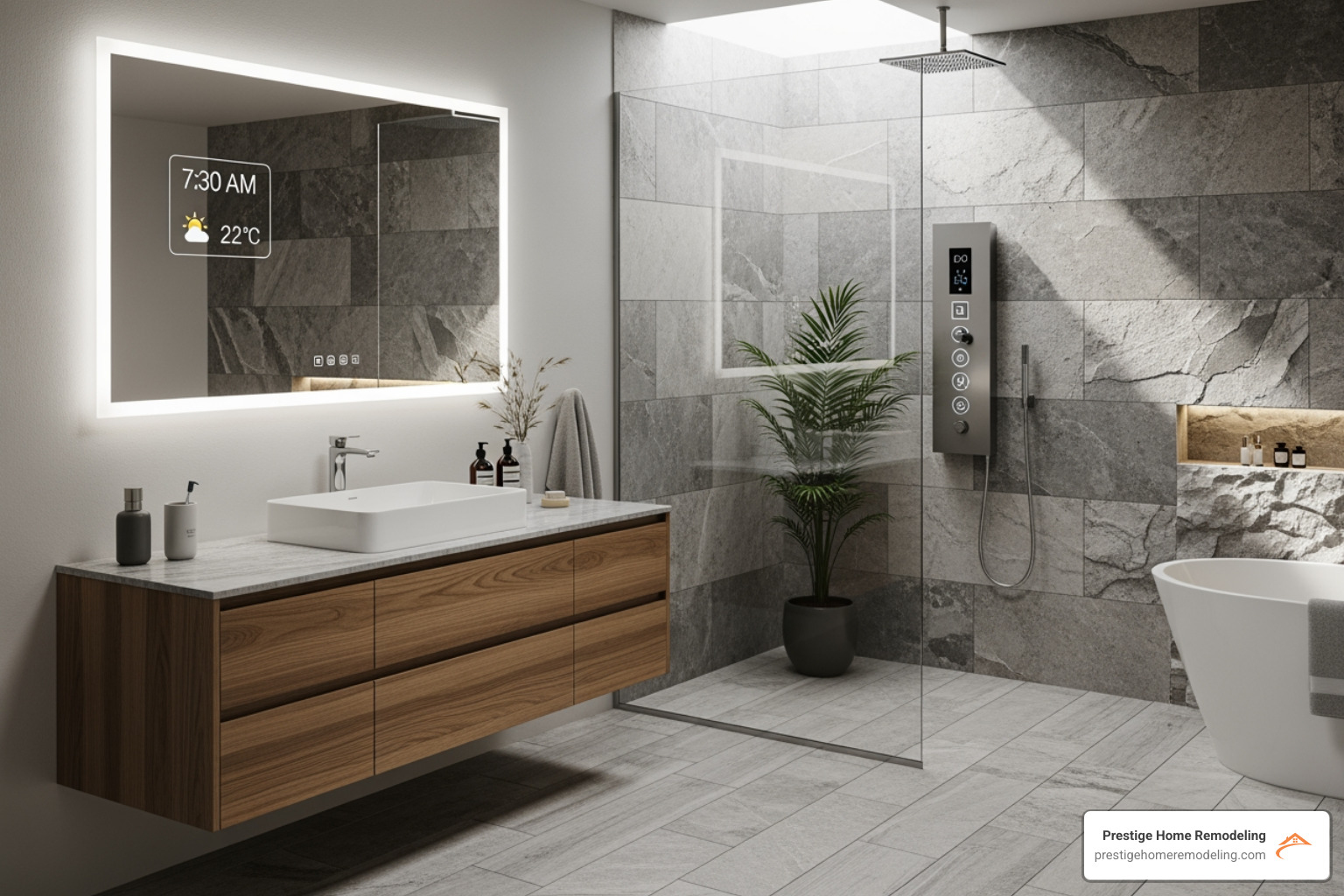 modern bathroom with natural materials and smart features - innovative bathroom design ideas modern bathroom with natural materials and smart features - innovative bathroom design ideas