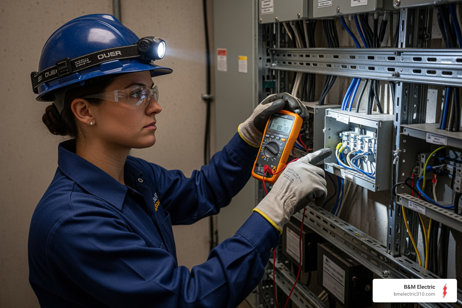 a qualified electrician inspecting commercial wiring - commercial electrical maintenance torrance