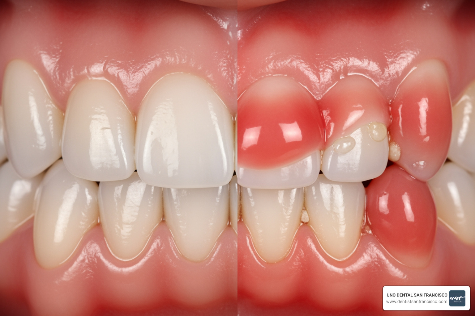 image illustrating the difference between healthy gums and irritated gums - quick results teeth whitening image illustrating the difference between healthy gums and irritated gums - quick results teeth whitening