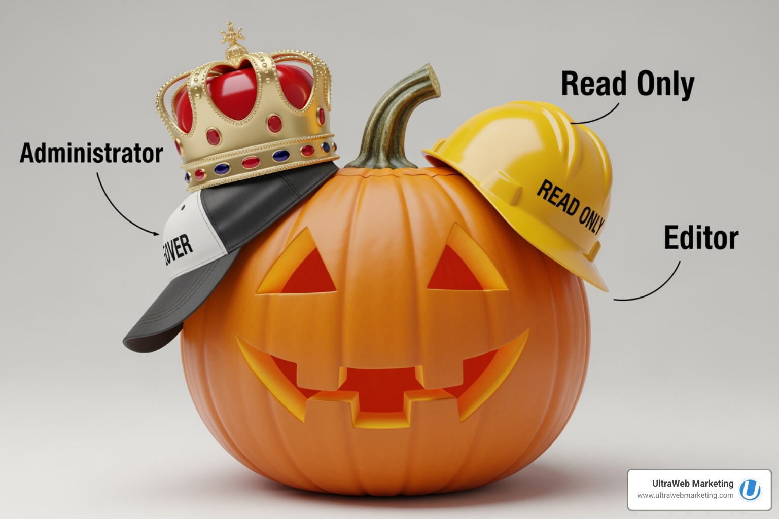 Pumpkin with user access levels, showing different permission hats - adwords campaign manager Pumpkin with user access levels, showing different permission hats - adwords campaign manager