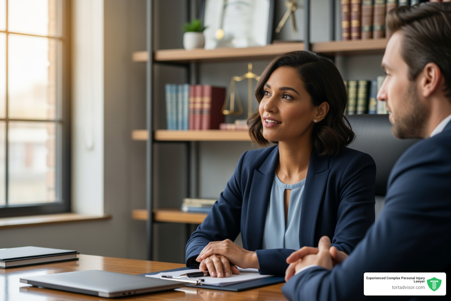 lawyer compassionately listening to a client in an office setting - Priest abuse lawyer lawyer compassionately listening to a client in an office setting - Priest abuse lawyer