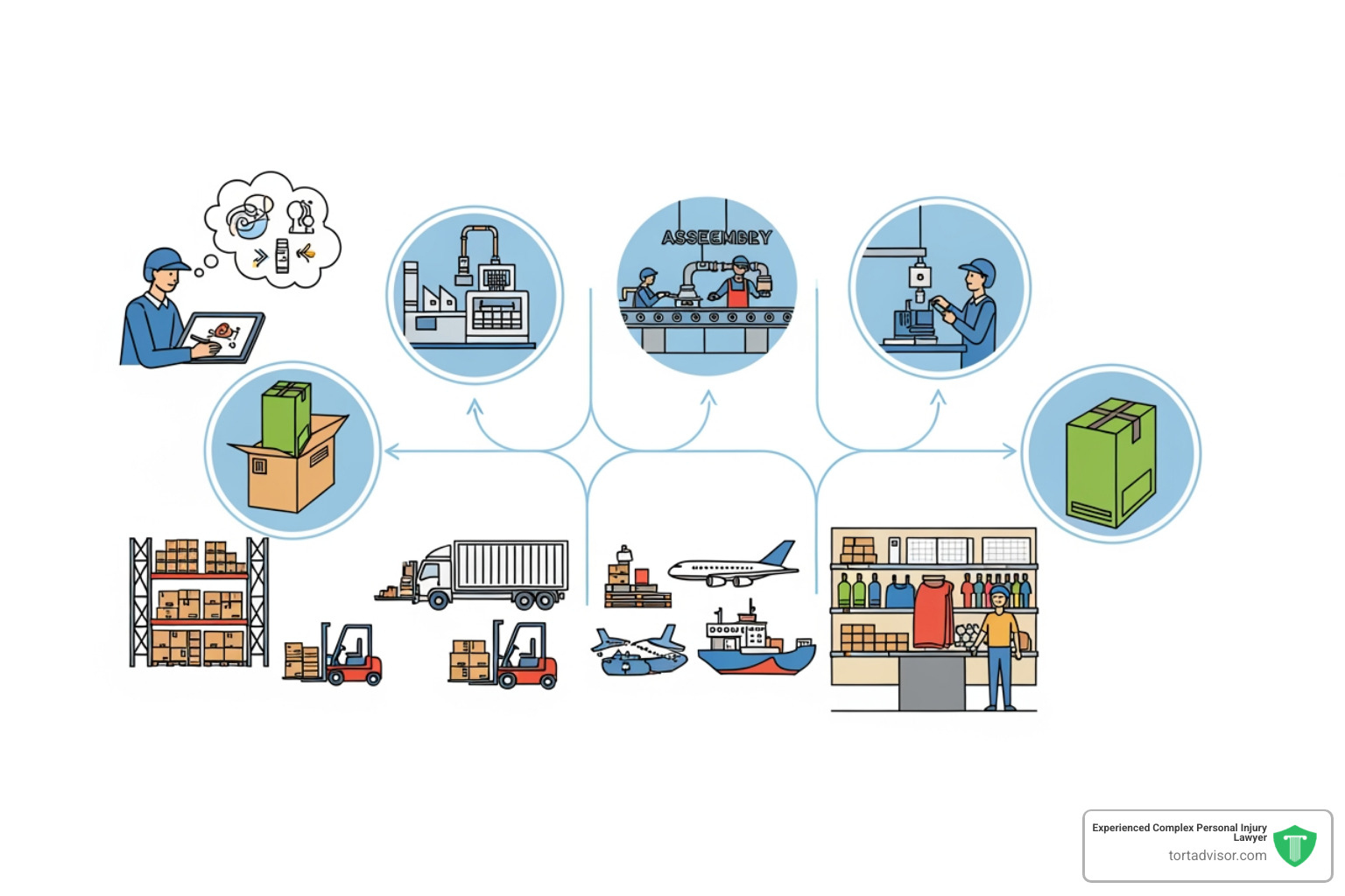 flowchart showing the product distribution chain from designer to retailer - product injury lawyer flowchart showing the product distribution chain from designer to retailer - product injury lawyer