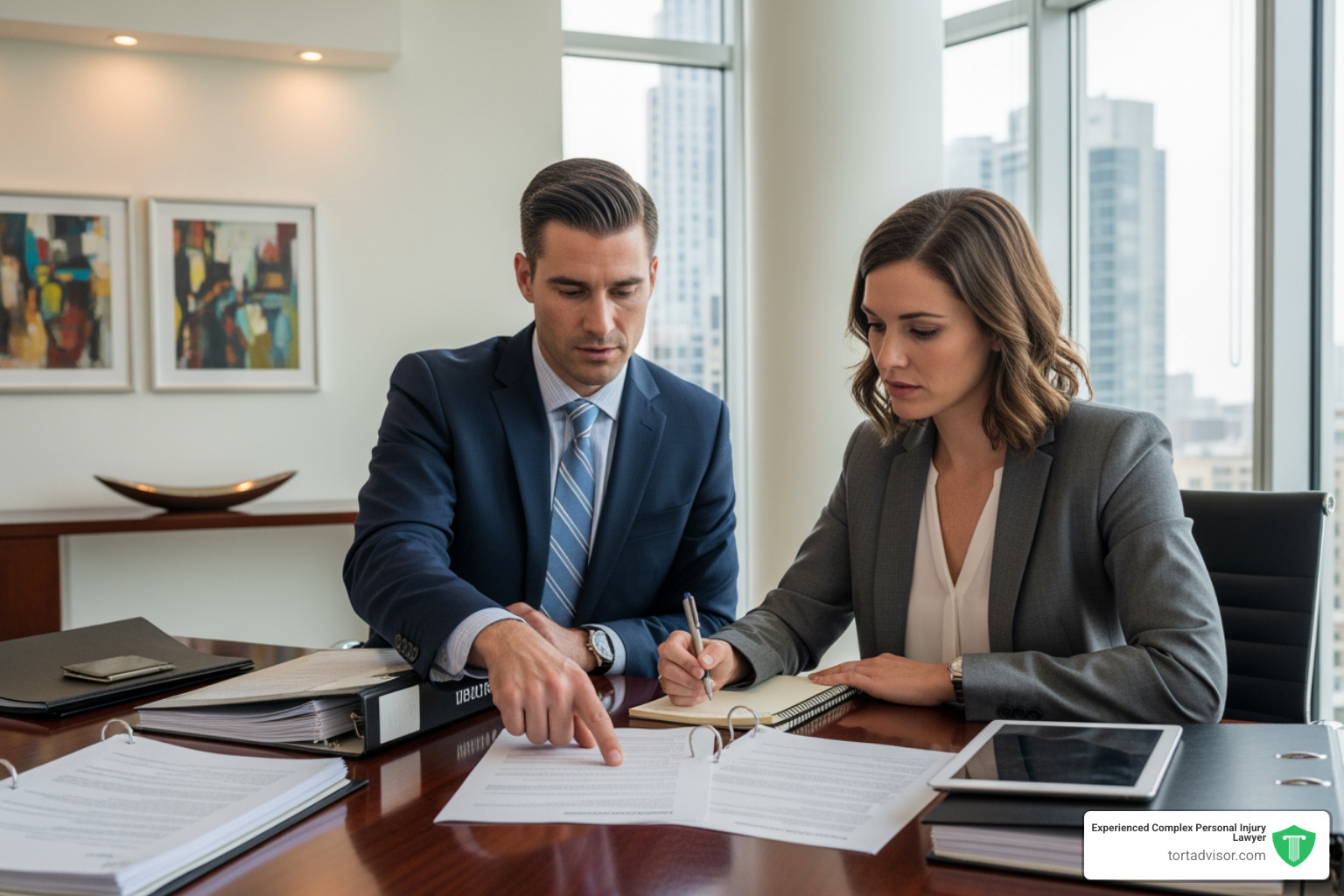 attorney and client reviewing documents and evidence - product injury lawyer attorney and client reviewing documents and evidence - product injury lawyer