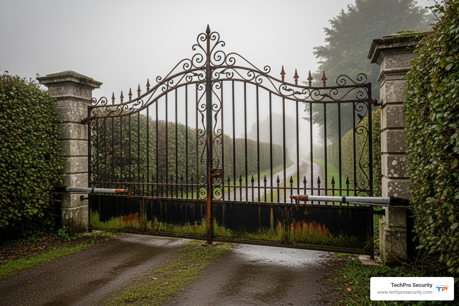 a rusty automatic gate in humid weather - automatic gate opener repair a rusty automatic gate in humid weather - automatic gate opener repair