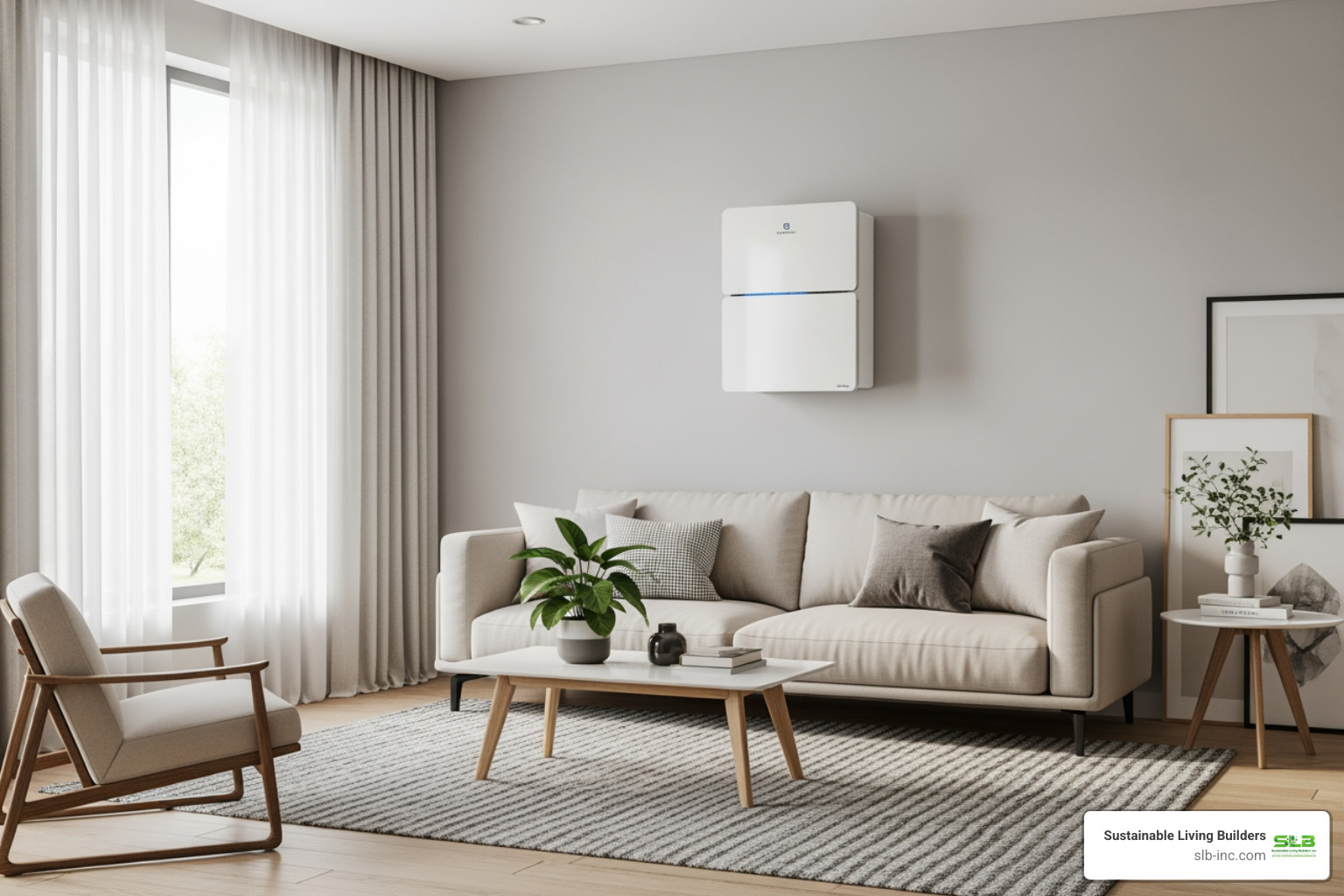 ductless mini-split unit mounted on a wall in a modern living room - replace ac with heat pump