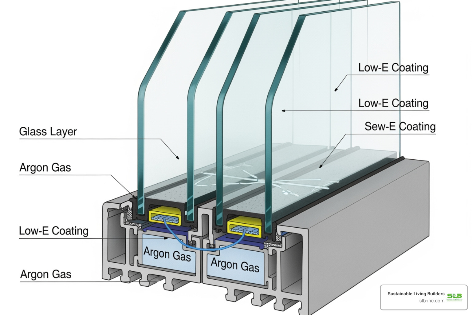 cross-section diagram showing the layers of a triple-glazed roof window pane, including glass, argon gas, and low-e coatings - roof window cross-section diagram showing the layers of a triple-glazed roof window pane, including glass, argon gas, and low-e coatings - roof window
