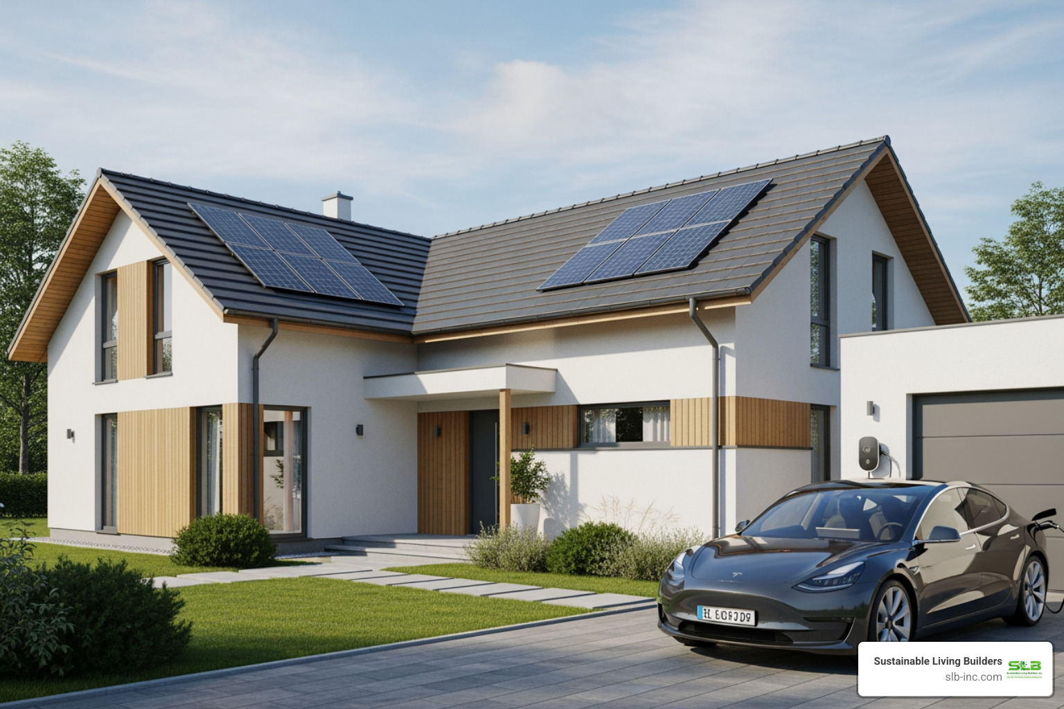 modern home with solar panels and EV charger - install new electrical panel