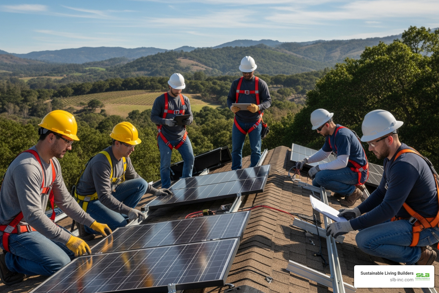 A professional solar installation team working on a roof in Sonoma County, demonstrating expertise and safety. - santa rosa solar installers A professional solar installation team working on a roof in Sonoma County, demonstrating expertise and safety. - santa rosa solar installers