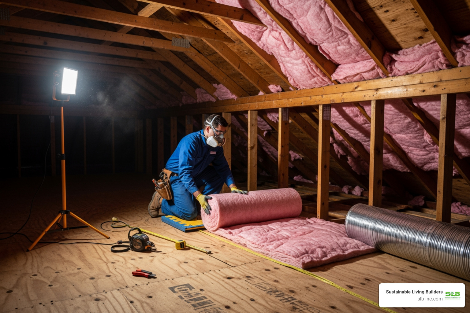 insulation being installed in an attic - increase home energy efficiency insulation being installed in an attic - increase home energy efficiency