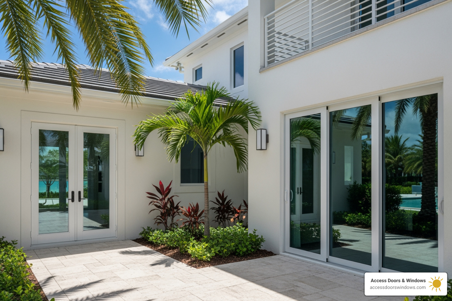 stylish impact doors installed in a Palm Beach County home - impact windows palm beach county