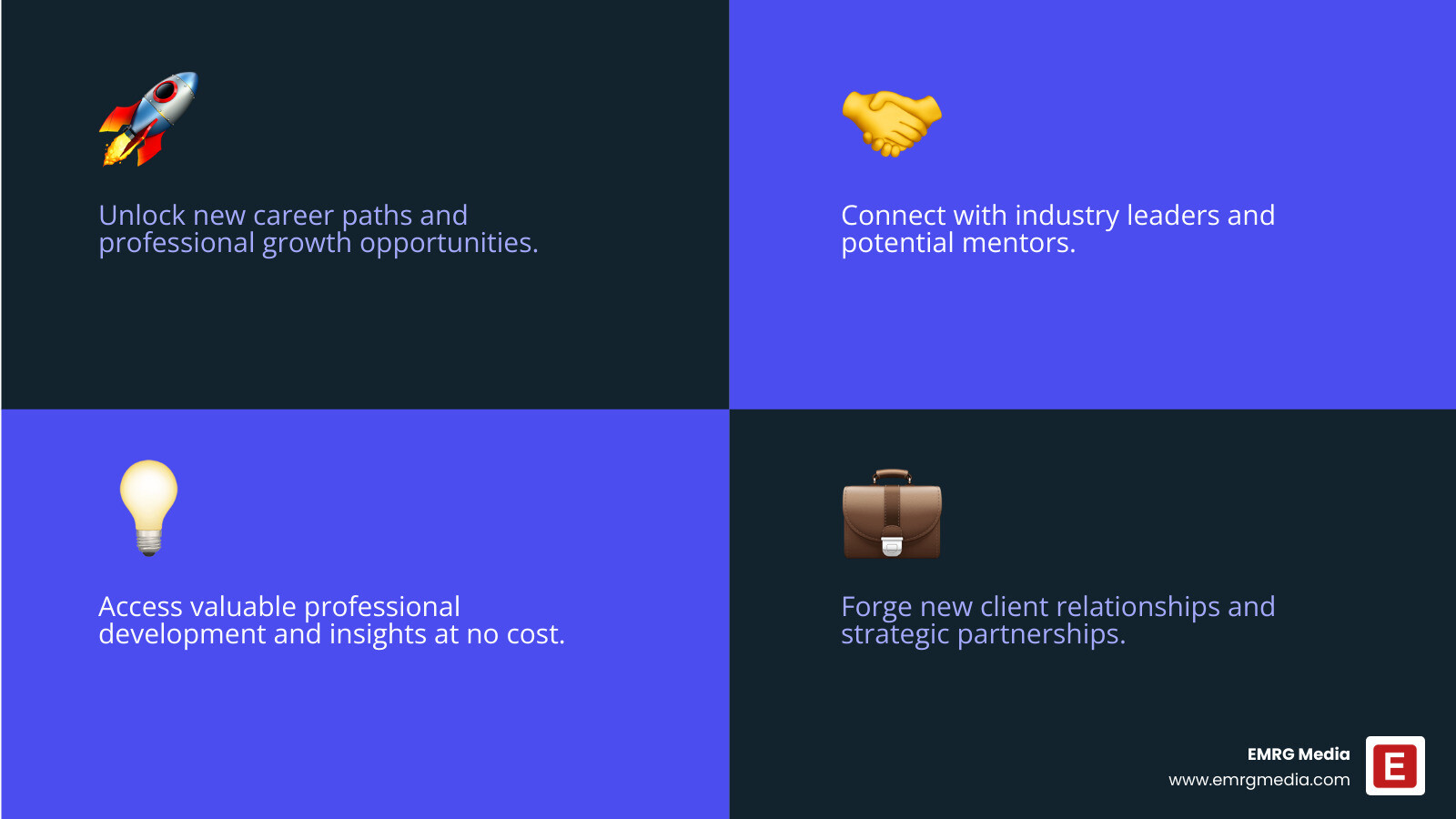 infographic showing benefits of free networking events in NYC including career advancement opportunities, access to industry experts and mentors, cost-effective professional development, exposure to diverse industries and communities, potential client and partnership connections, and skill-building through practice conversations - free networking events nyc infographic 4_facts_emoji_blue infographic showing benefits of free networking events in NYC including career advancement opportunities, access to industry experts and mentors, cost-effective professional development, exposure to diverse industries and communities, potential client and partnership connections, and skill-building through practice conversations - free networking events nyc infographic 4_facts_emoji_blue