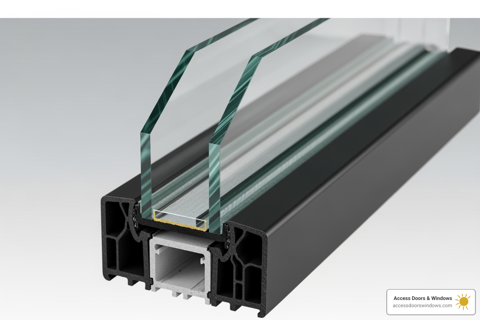 A cross-section of an impact-resistant window showing the layers of laminated glass and the durable interlayer - storm windows fort myers
