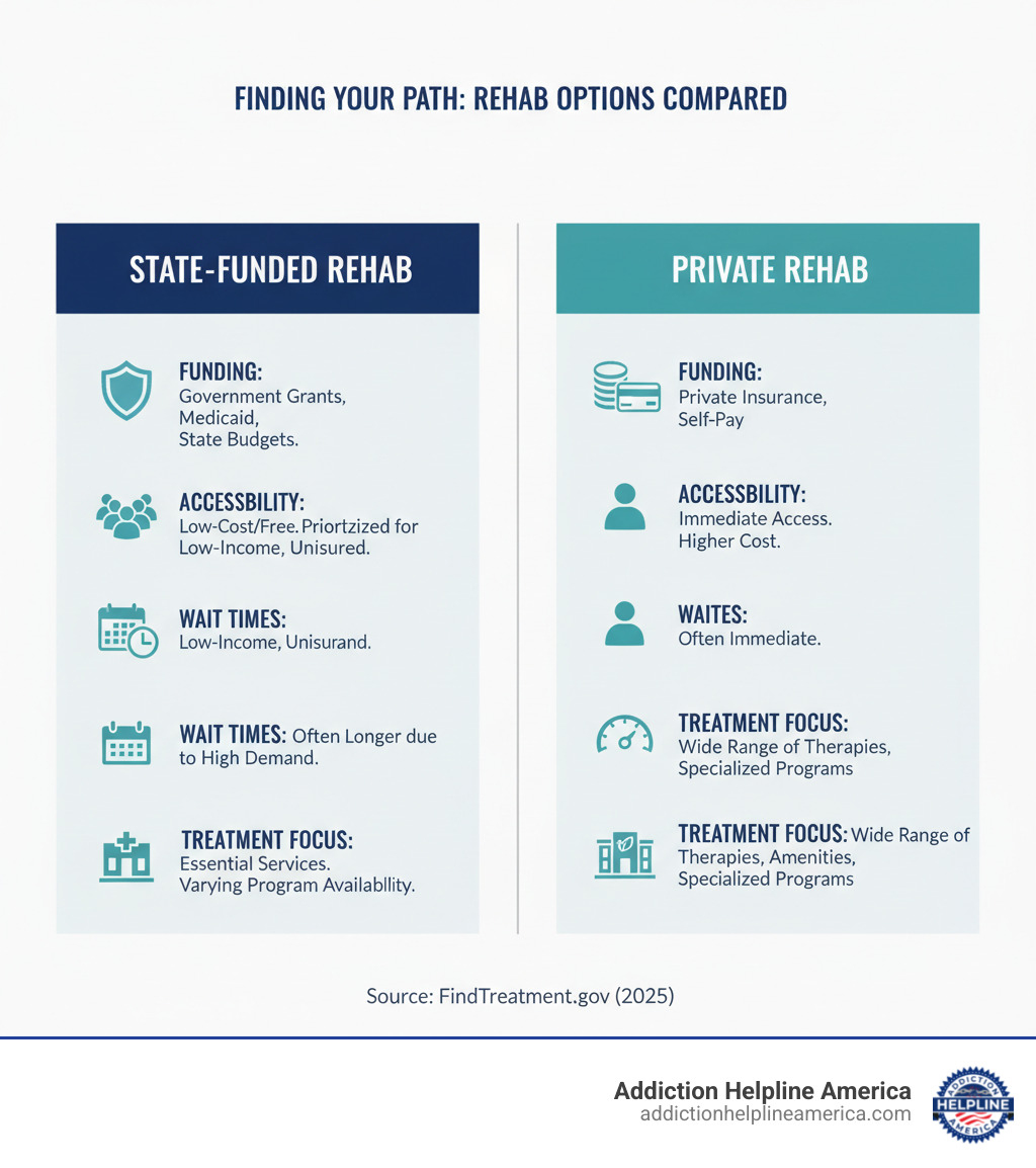 infographic comparing state-funded and private rehab facilities - Find a rehab infographic infographic comparing state-funded and private rehab facilities - Find a rehab infographic