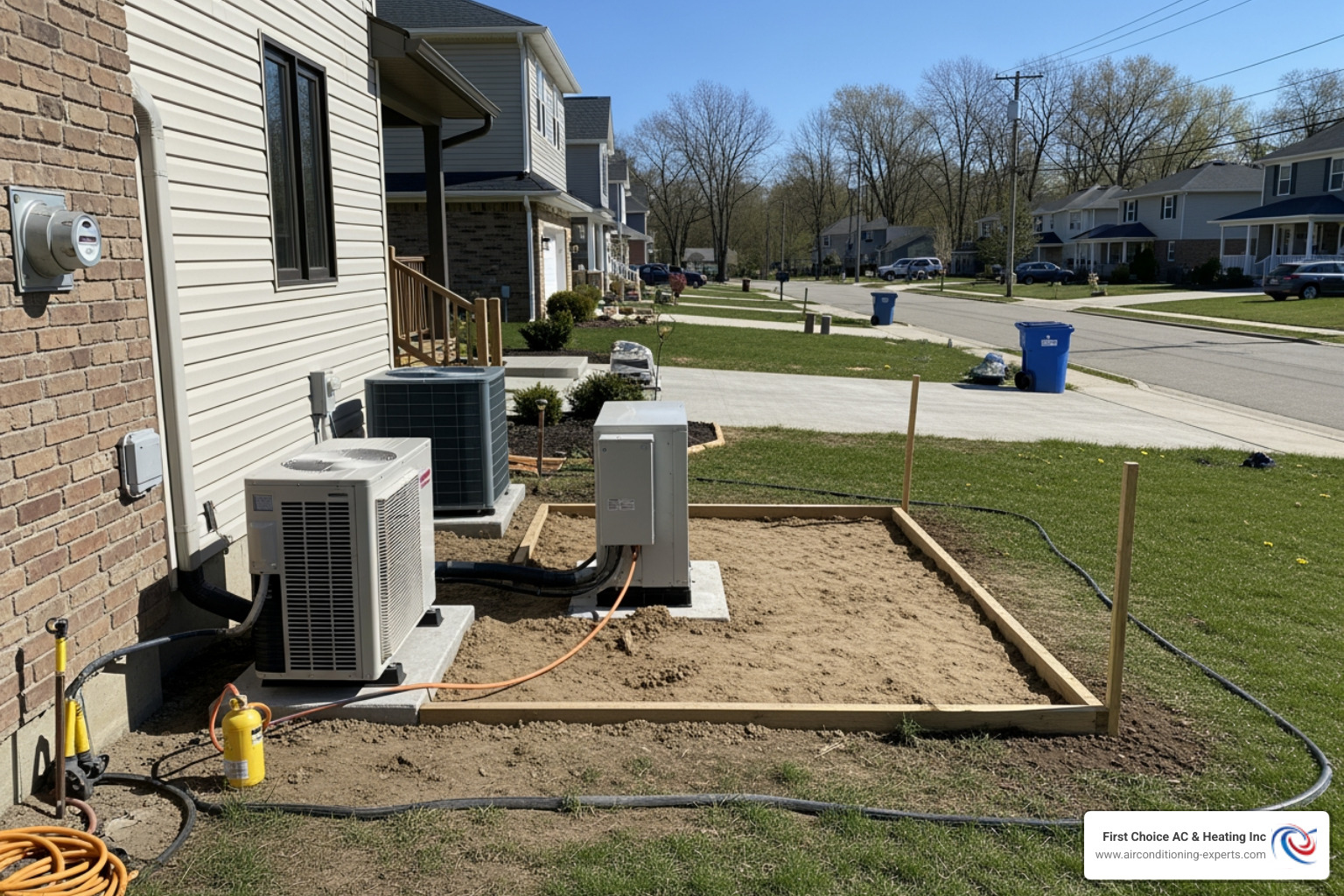 a clean and clear outdoor area prepared for a new HVAC unit installation - heat pump installation bermuda dunes ca