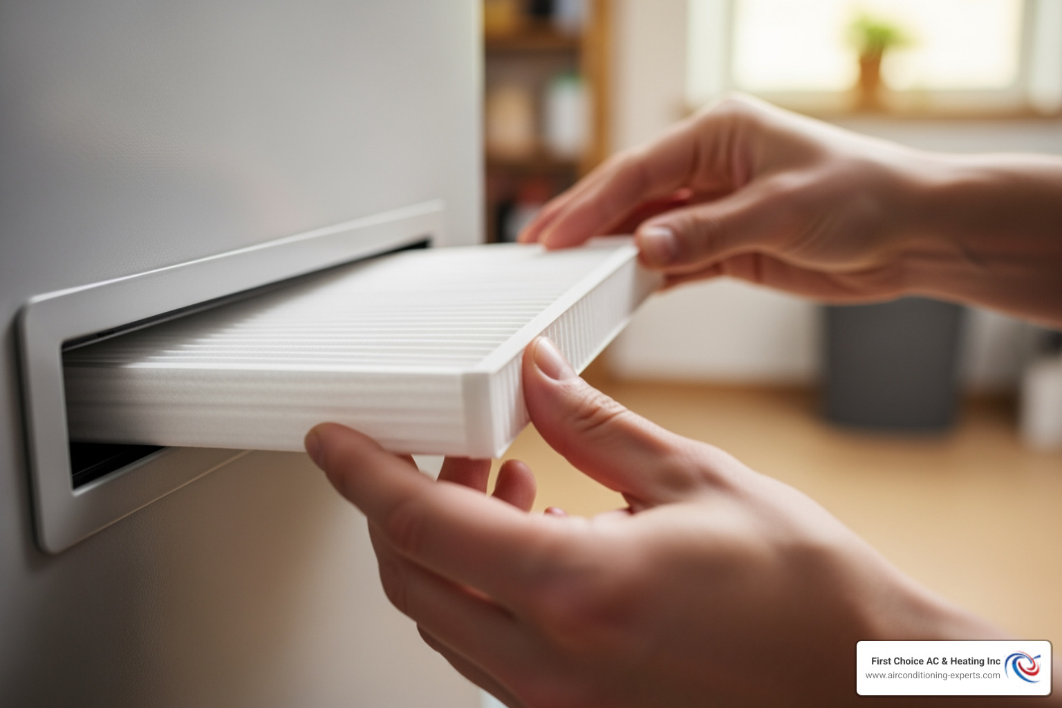 clean air filter being inserted into an HVAC system - heating installation rancho mirage ca