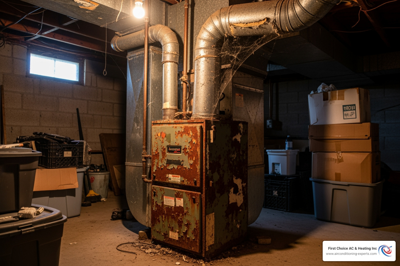 old rusted furnace unit - heating installation rancho mirage ca