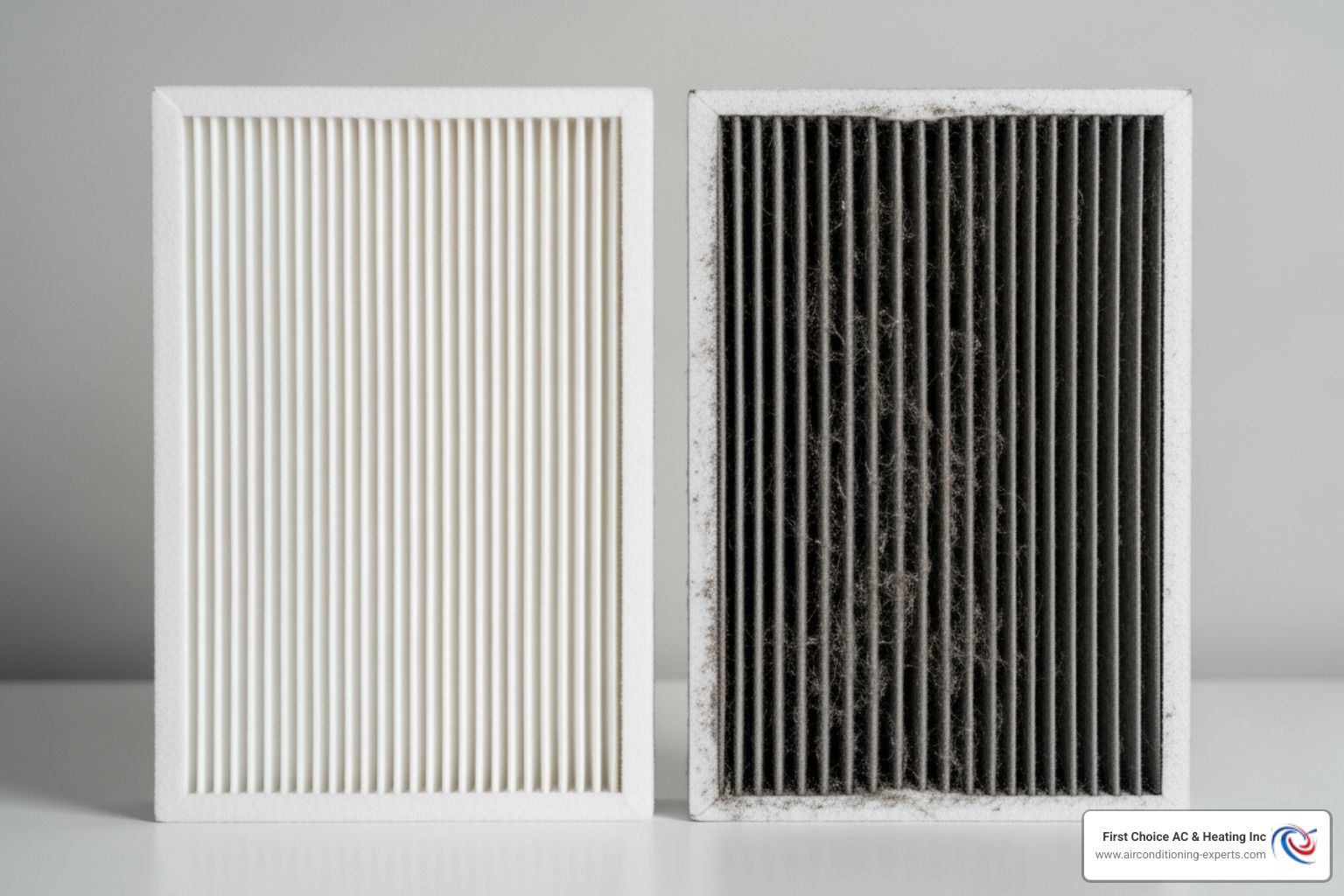 clean and dirty HVAC air filter side by side - heating repair rancho mirage ca