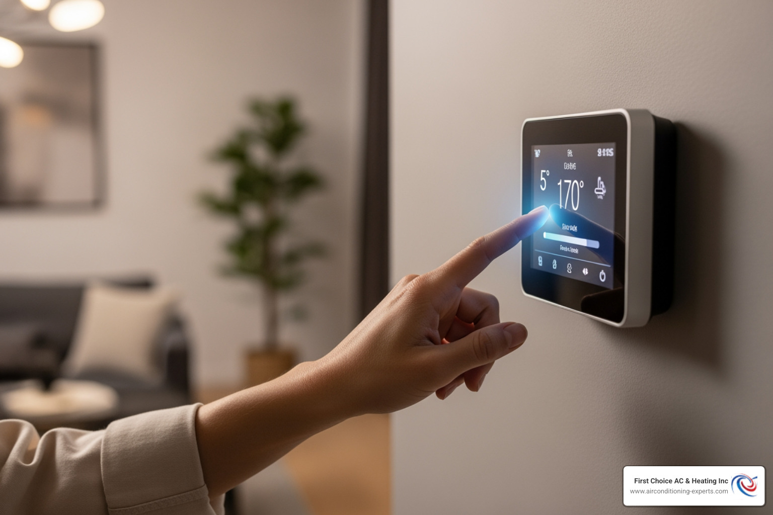 A person checking a modern smart thermostat - hvac not turning on bermuda dunes ca A person checking a modern smart thermostat - hvac not turning on bermuda dunes ca