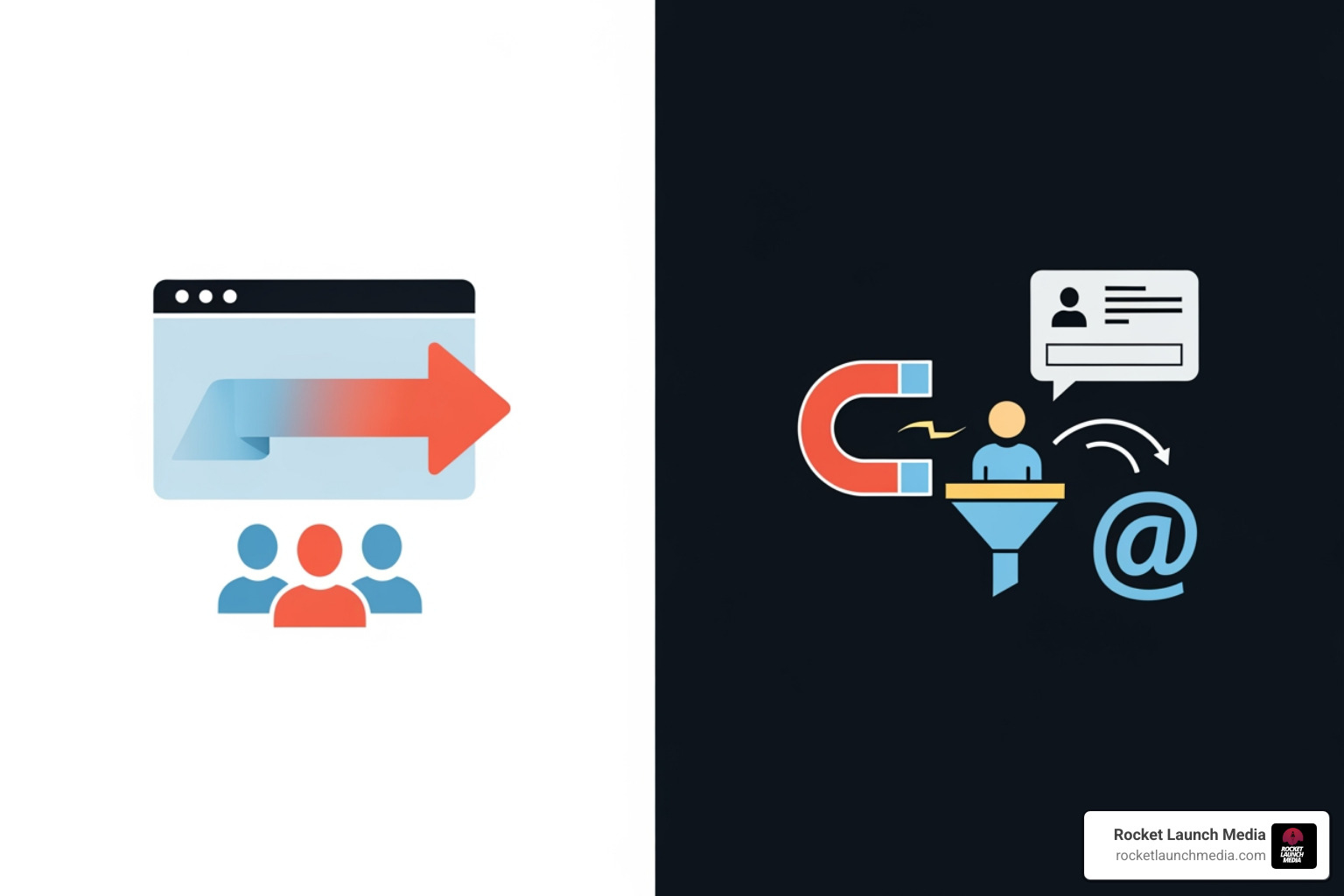 Comparison of Traffic and Lead campaign icons on a split screen - Meta Ads 2025 Benchmark report