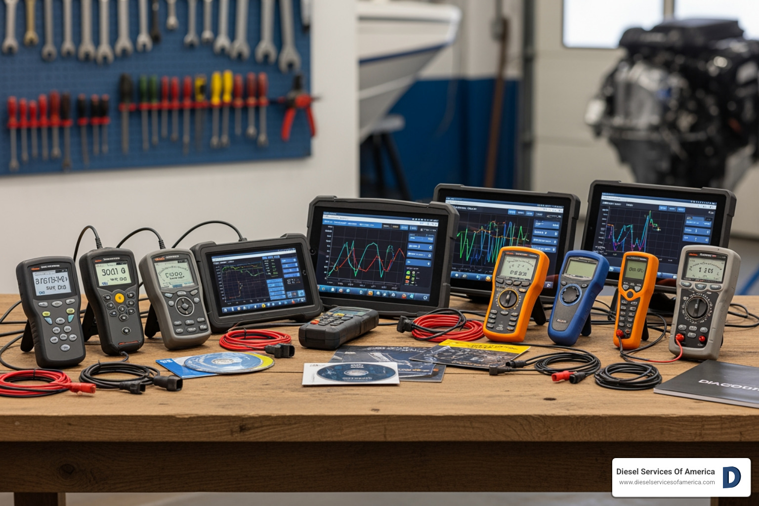 lineup of different types of marine diagnostic tools - boat scanner tool lineup of different types of marine diagnostic tools - boat scanner tool
