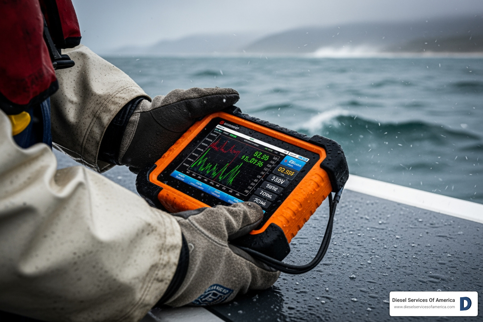 rugged, waterproof marine diagnostic tool being used in a wet environment - boat scanner tool rugged, waterproof marine diagnostic tool being used in a wet environment - boat scanner tool
