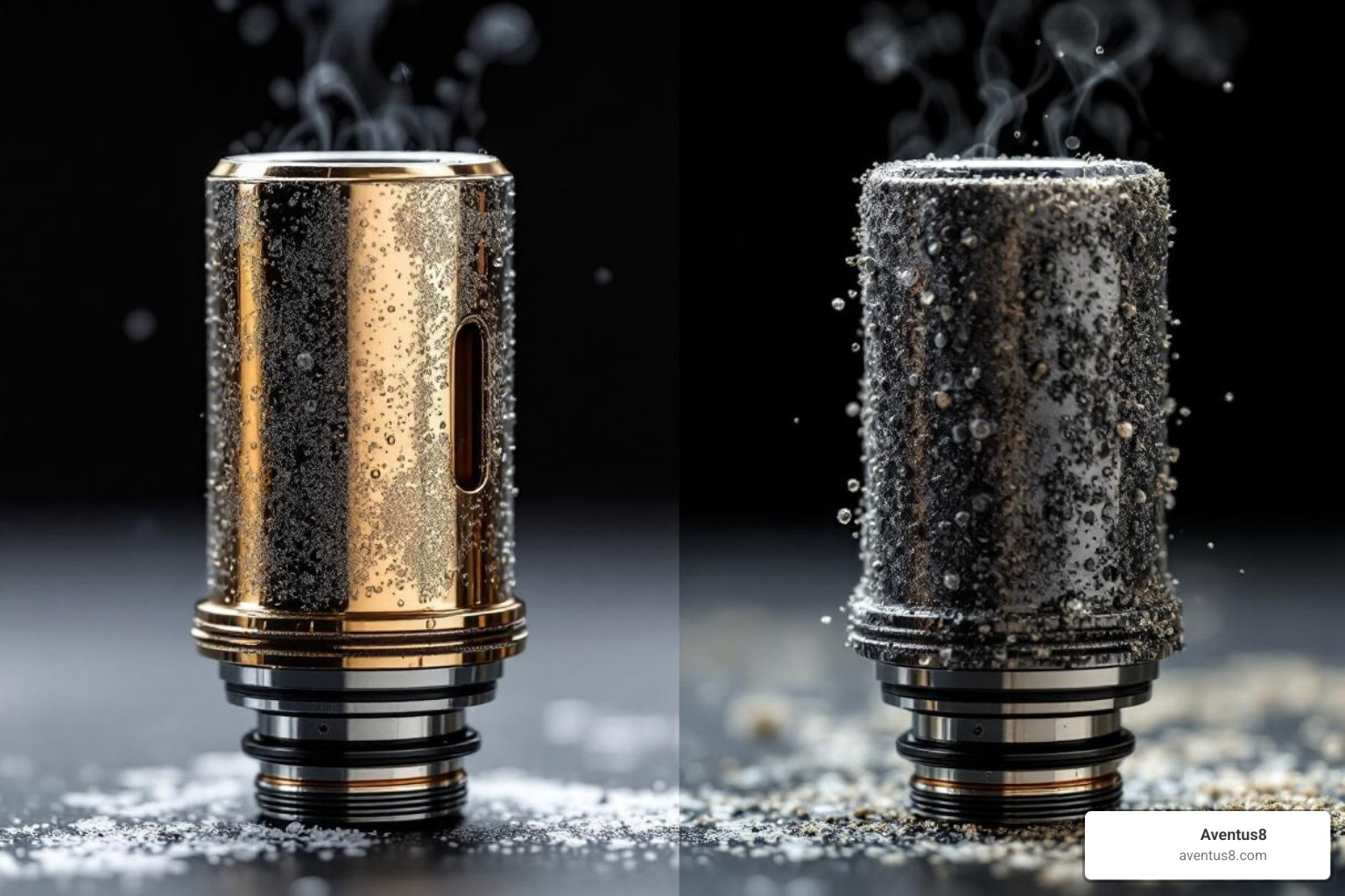 comparing a new, clean vape coil with an old, gunked-up one - How to maintain vape