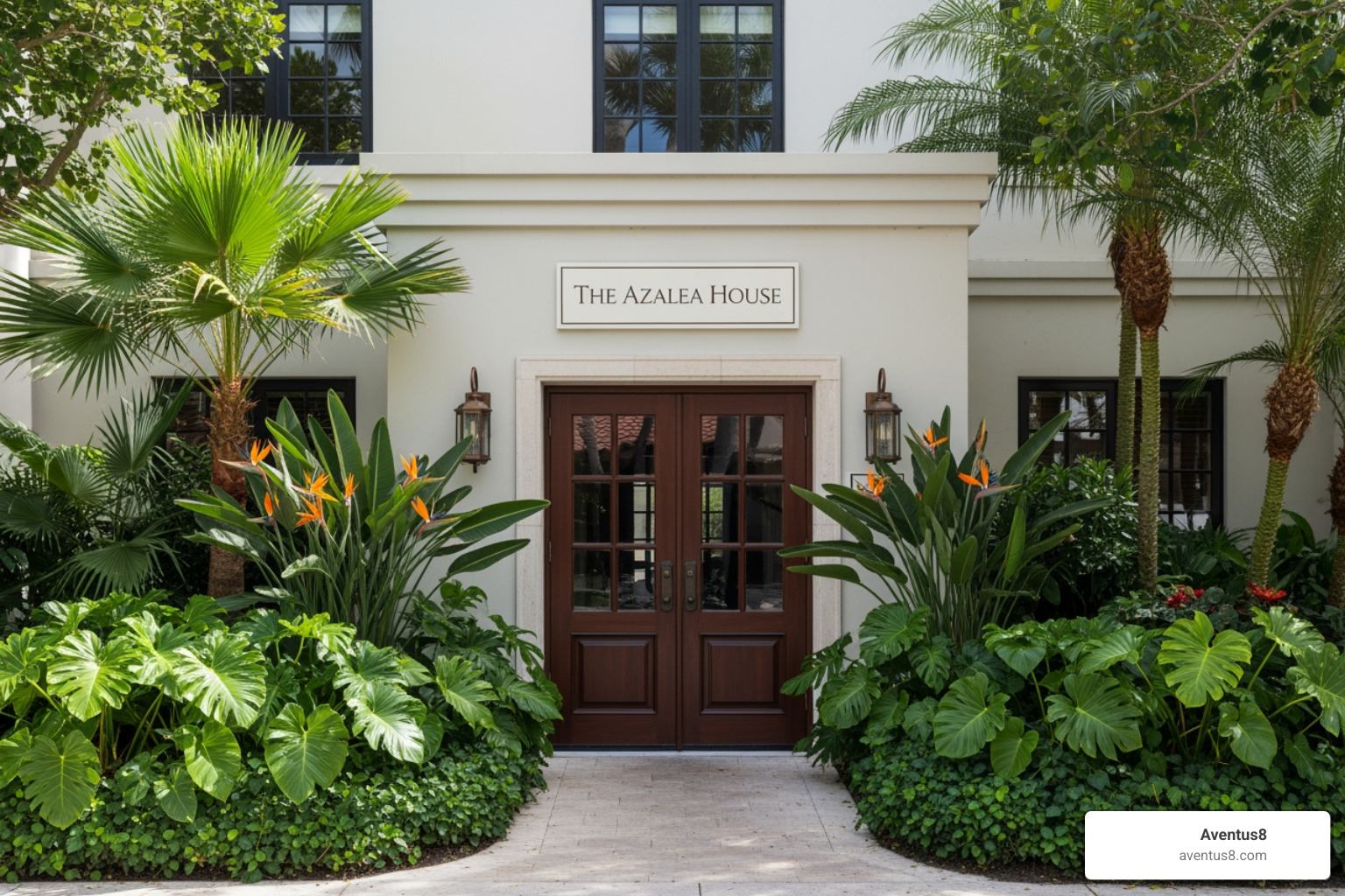 quiet, boutique hotel entrance in a less-touristy part of South Florida - how to travel discreetly