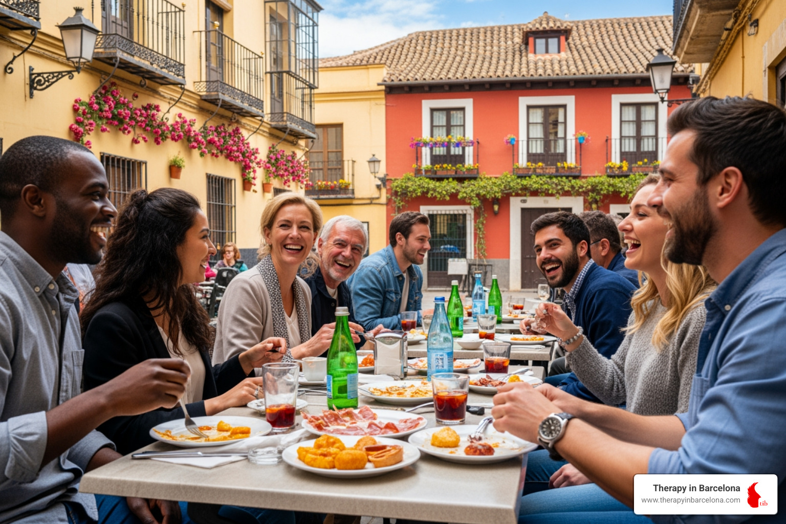 American expats enjoying outdoor dining in Spain - emigrating to spain from us American expats enjoying outdoor dining in Spain - emigrating to spain from us