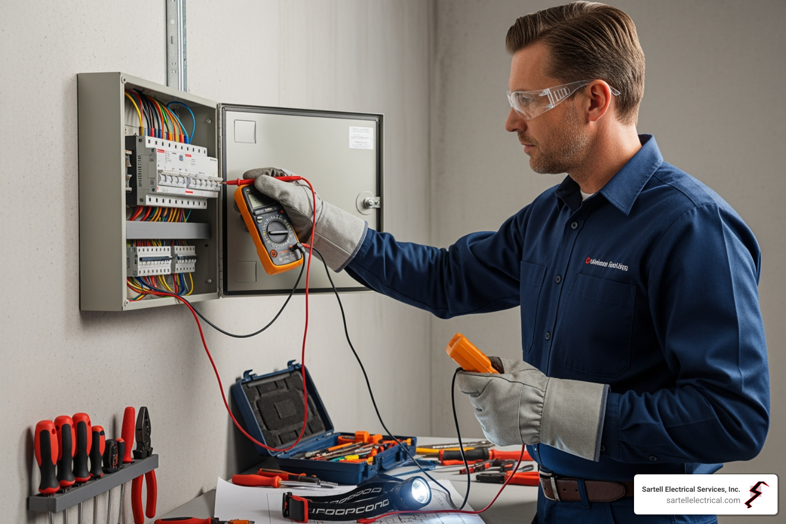 professional electrician working safely on an electrical panel - aluminum wiring upgrades professional electrician working safely on an electrical panel - aluminum wiring upgrades