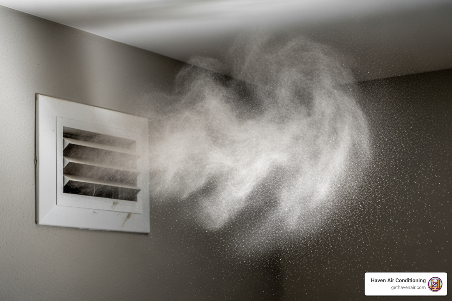 image of dust puffing out of a vent - residential duct cleaning image of dust puffing out of a vent - residential duct cleaning