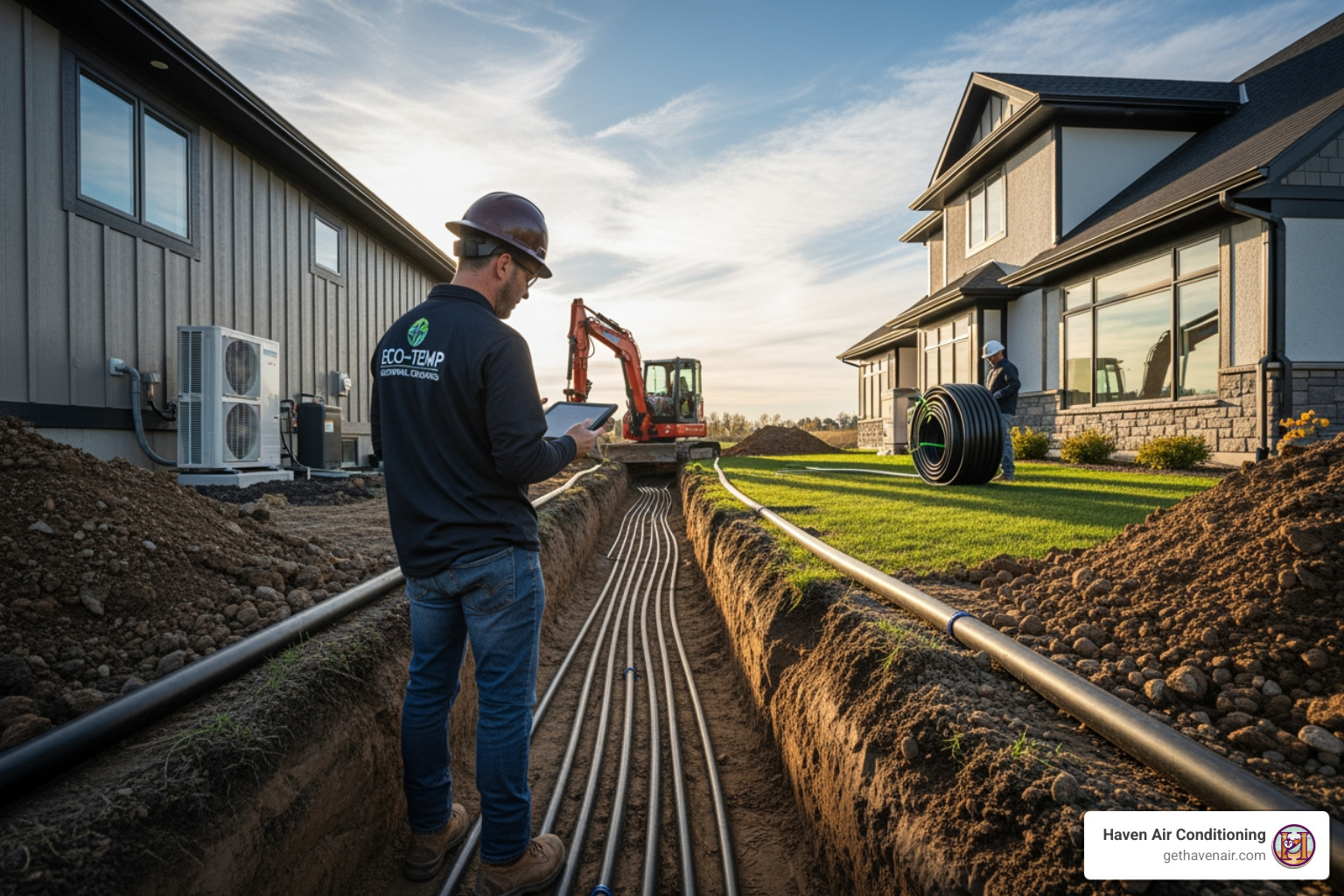 Diagram illustrating vertical versus horizontal ground loops for geothermal systems - geothermal heating and cooling contractors