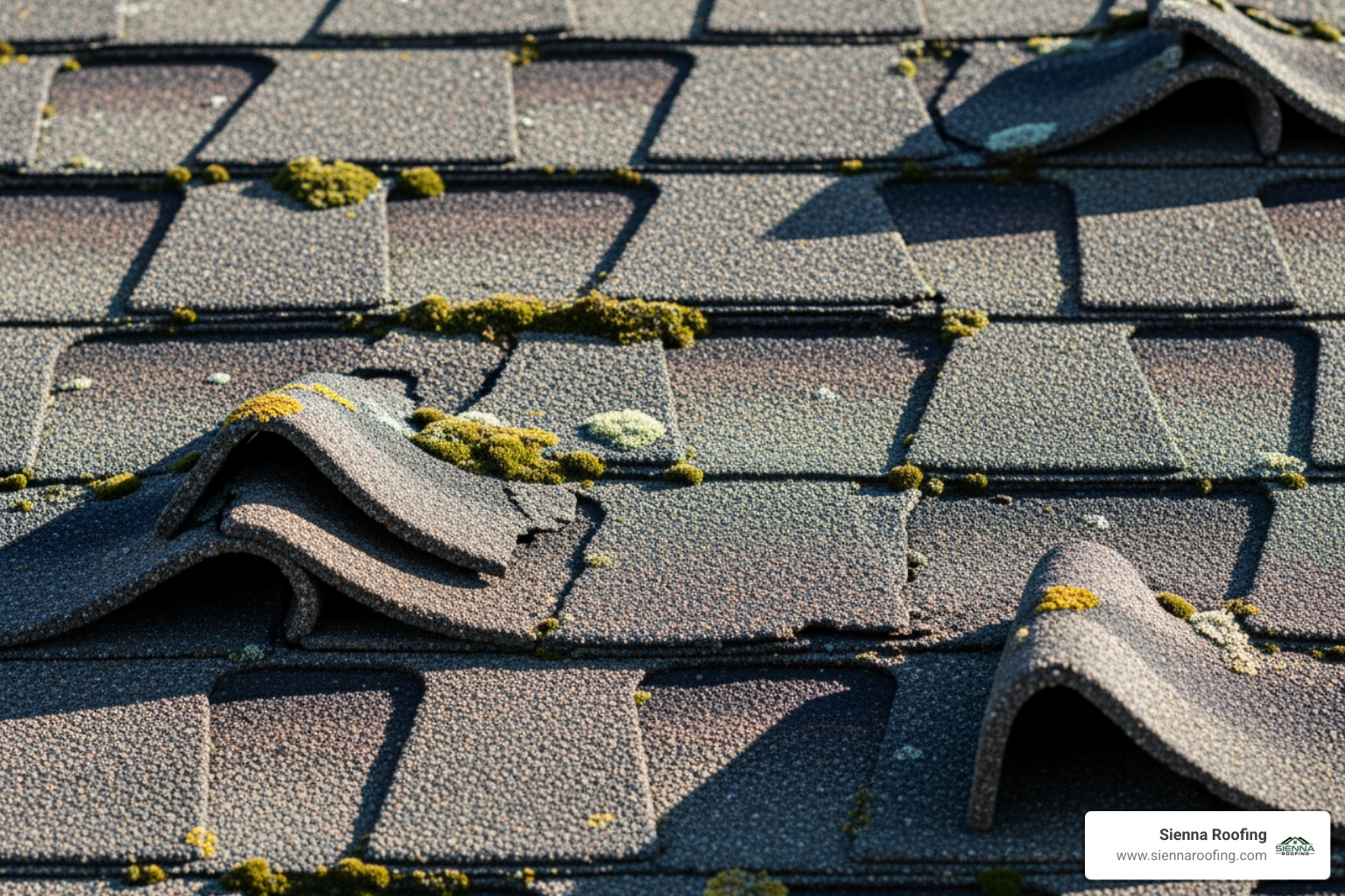 curling and cracked asphalt shingles on a roof - roof replacement missouri city