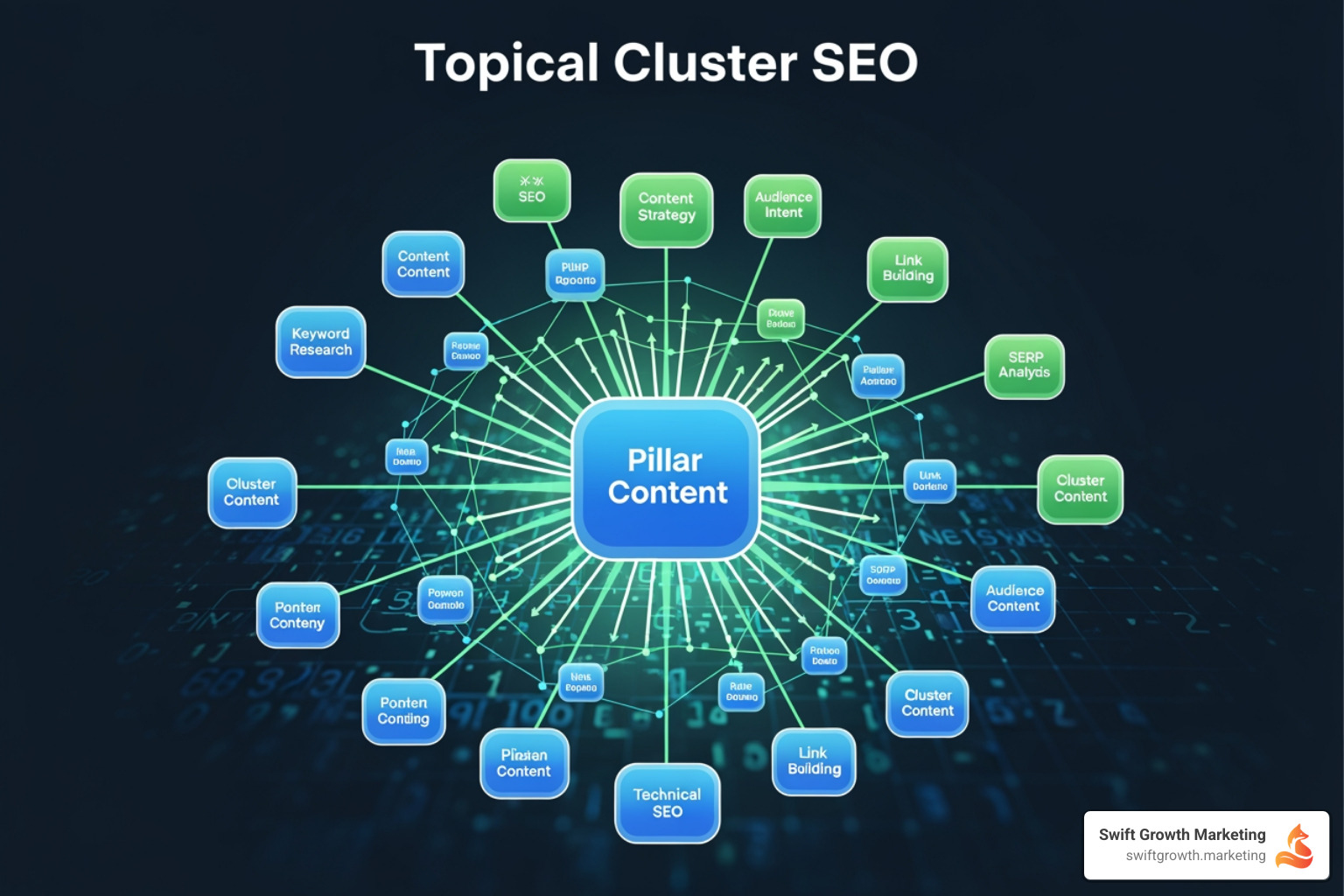 dashboard showing topic cluster performance metrics - Topical cluster SEO