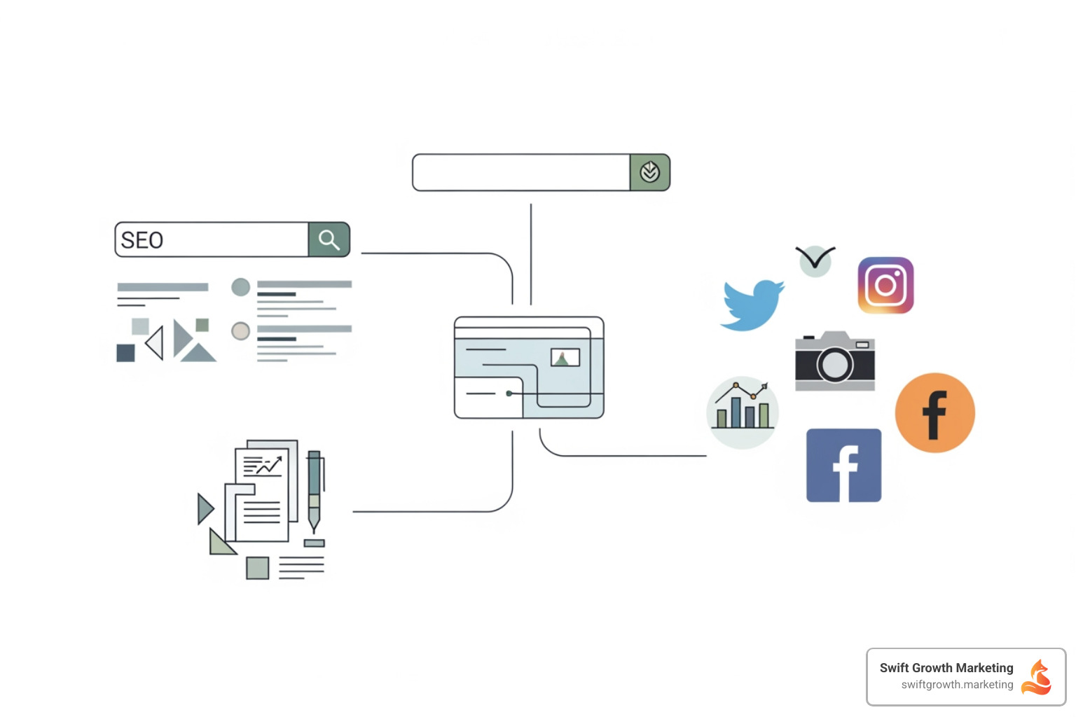 various top-of-funnel channels like SEO, social media, and content marketing - growth funnel