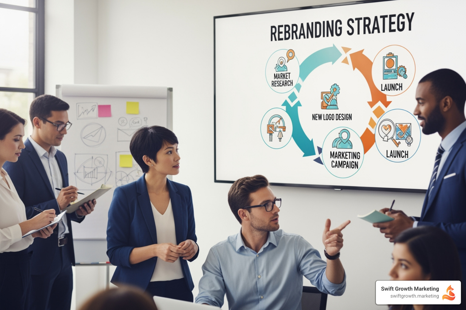 A brand style guide showing logo, colors, and typography - company rebranding strategy