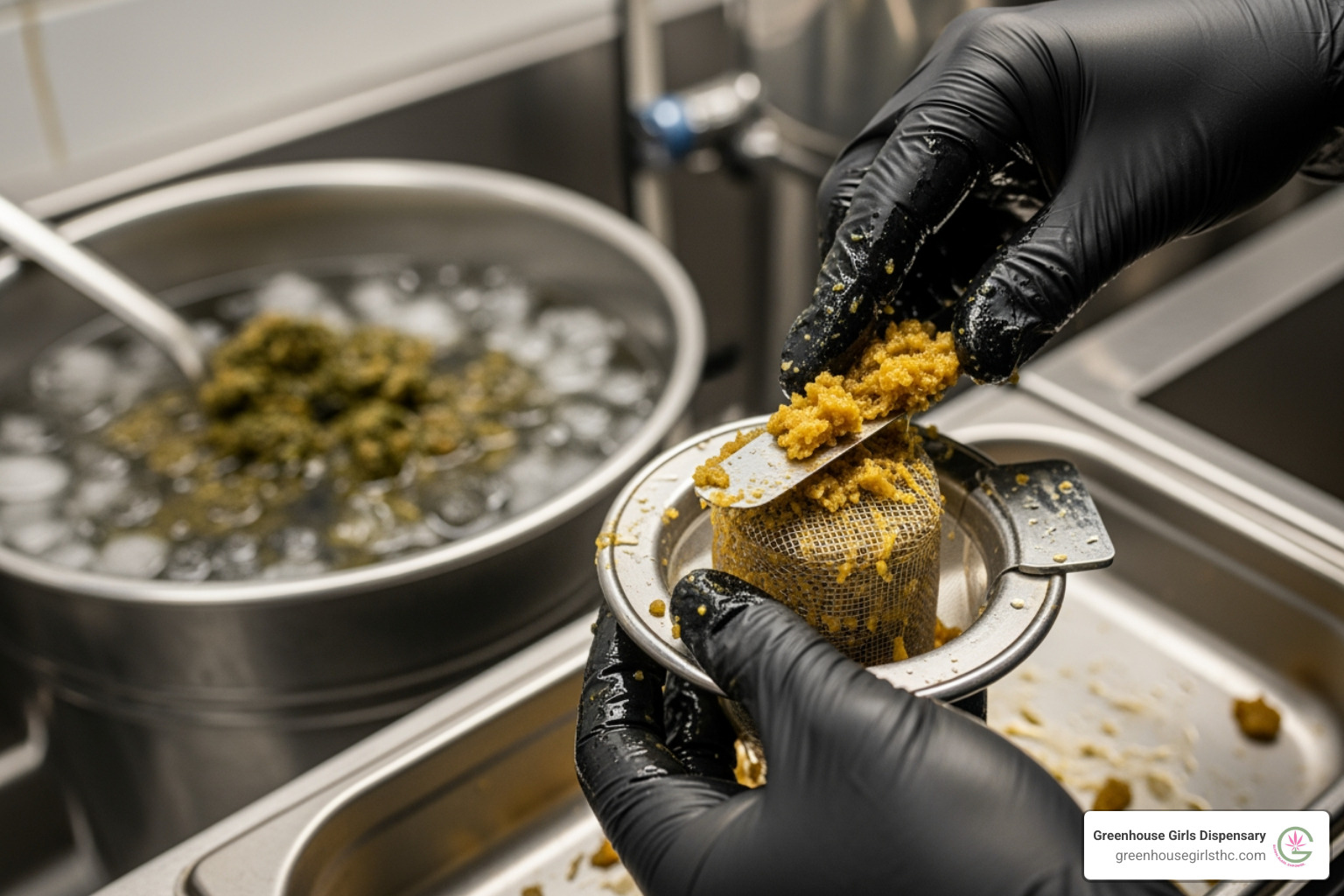 Bubble hash being collected from micron bags - thca extraction