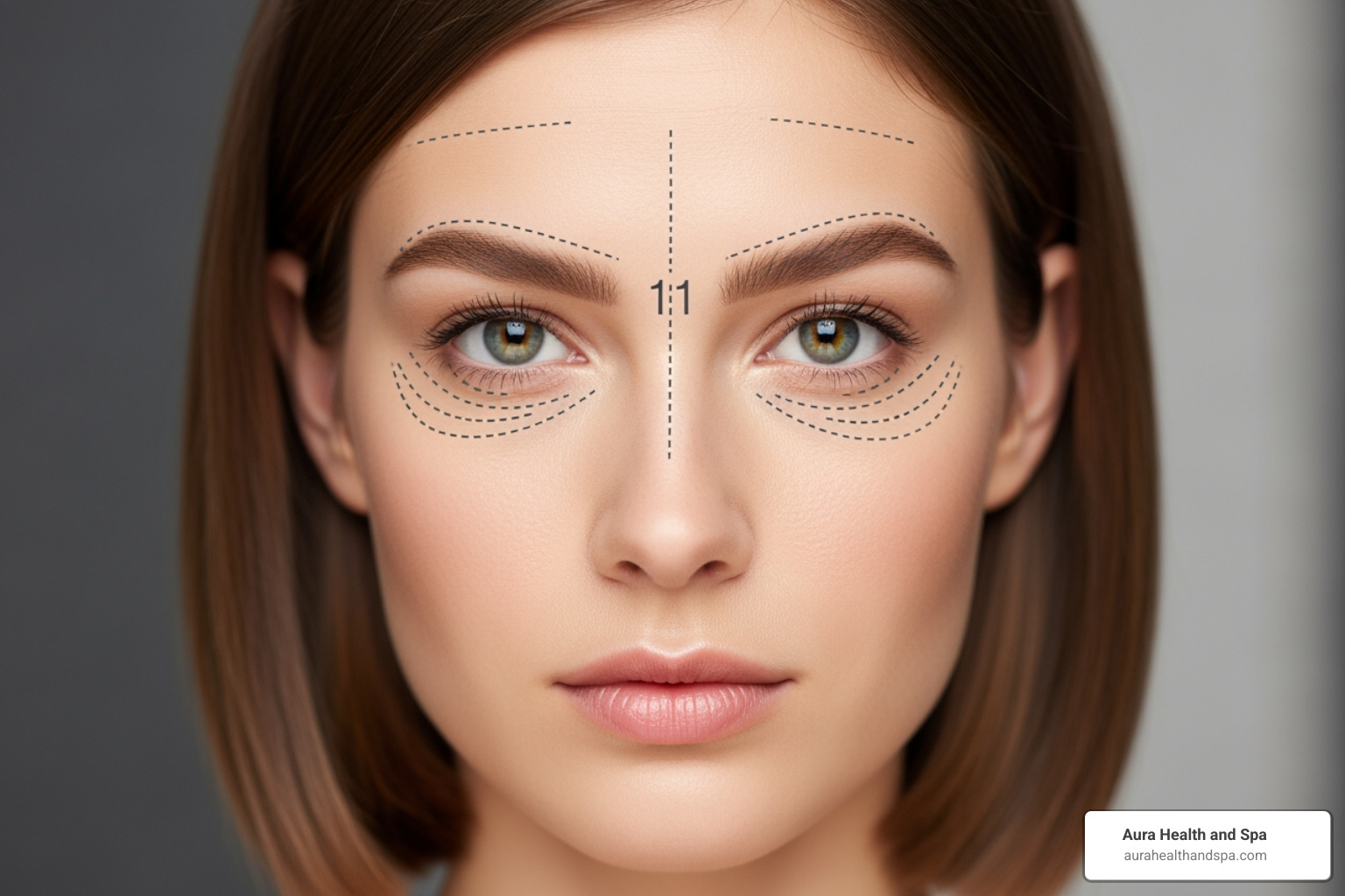 Image illustrating common Botox treatment areas like forehead, crow's feet, and between the brows - botox clinic near me