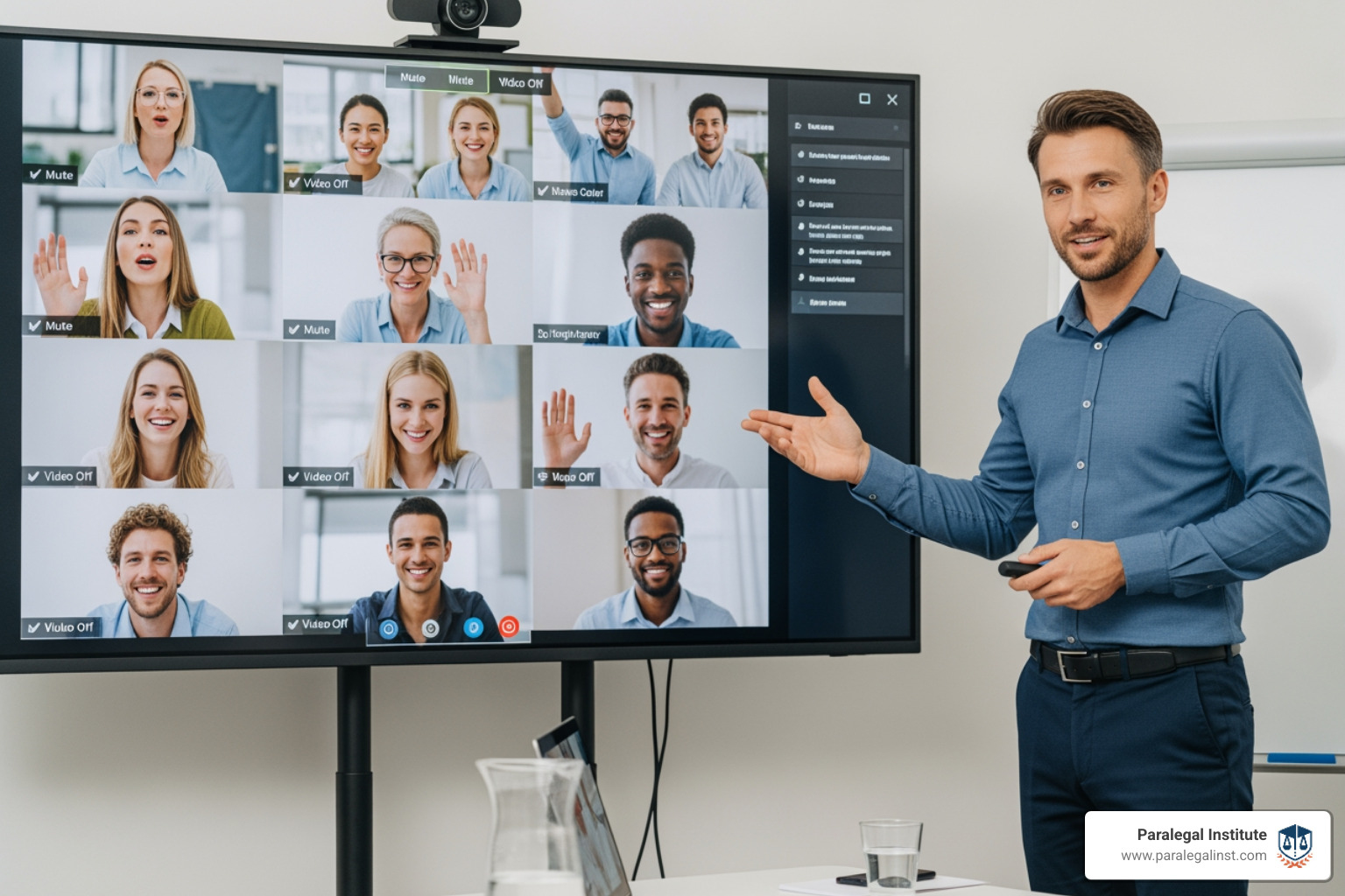 instructor teaching live online class with engaged students - certificate in legal practice instructor teaching live online class with engaged students - certificate in legal practice