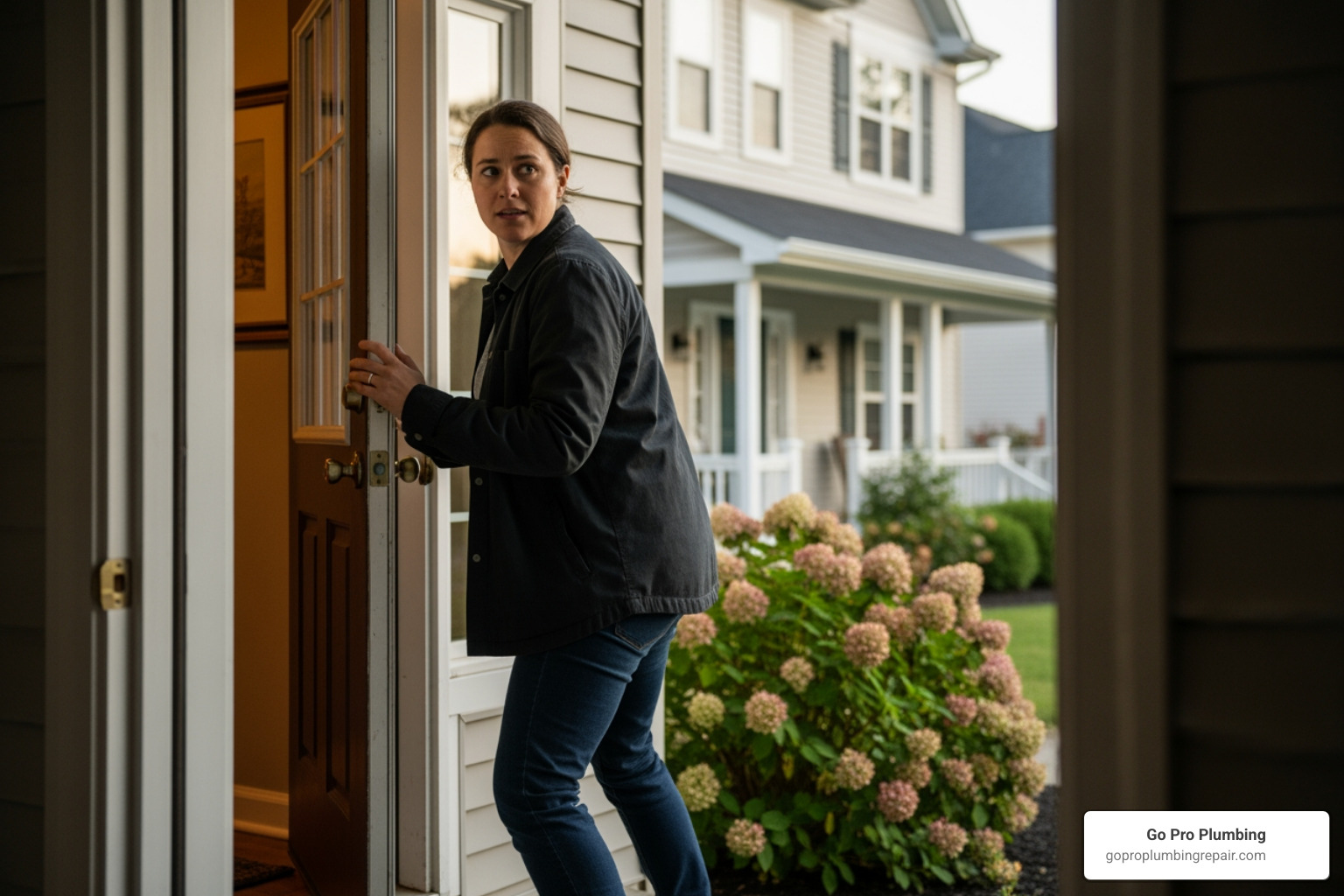 Person safely exiting their home after detecting a gas leak - Rancho Cordova gas leak
