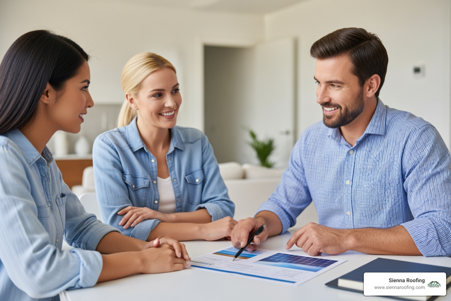 homeowner reviewing a solar proposal with a friendly contractor - solar panel installation missouri city homeowner reviewing a solar proposal with a friendly contractor - solar panel installation missouri city