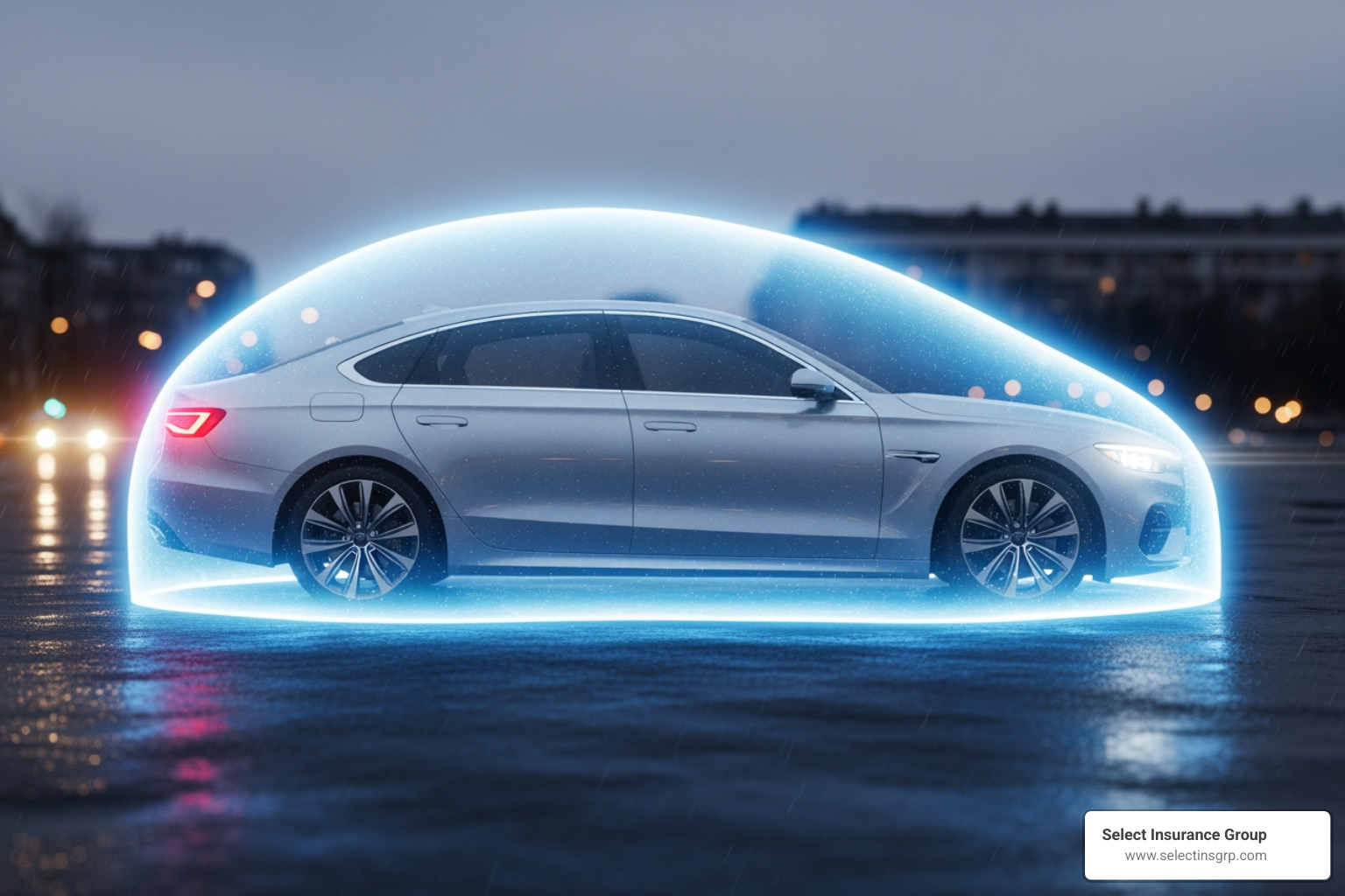 A conceptual image of a car protected by a safety shield, symbolizing comprehensive insurance coverage - car insurance companies in orlando florida