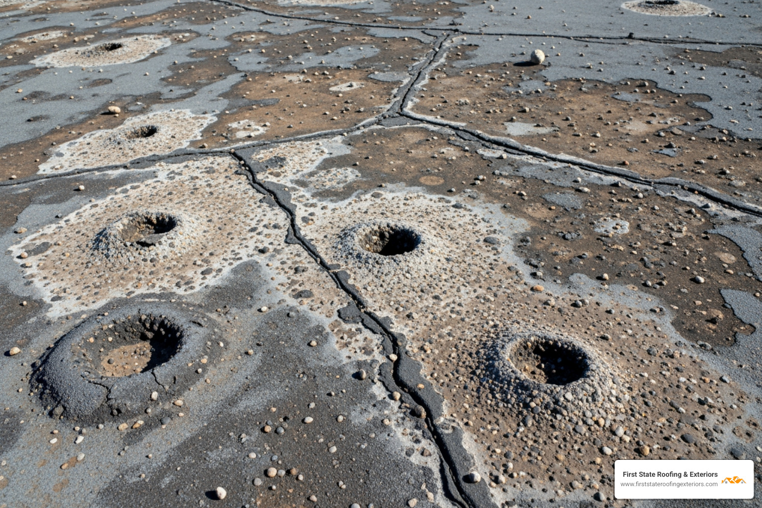 flat roof showing signs of blistering and UV damage - flat roof repairs lewes