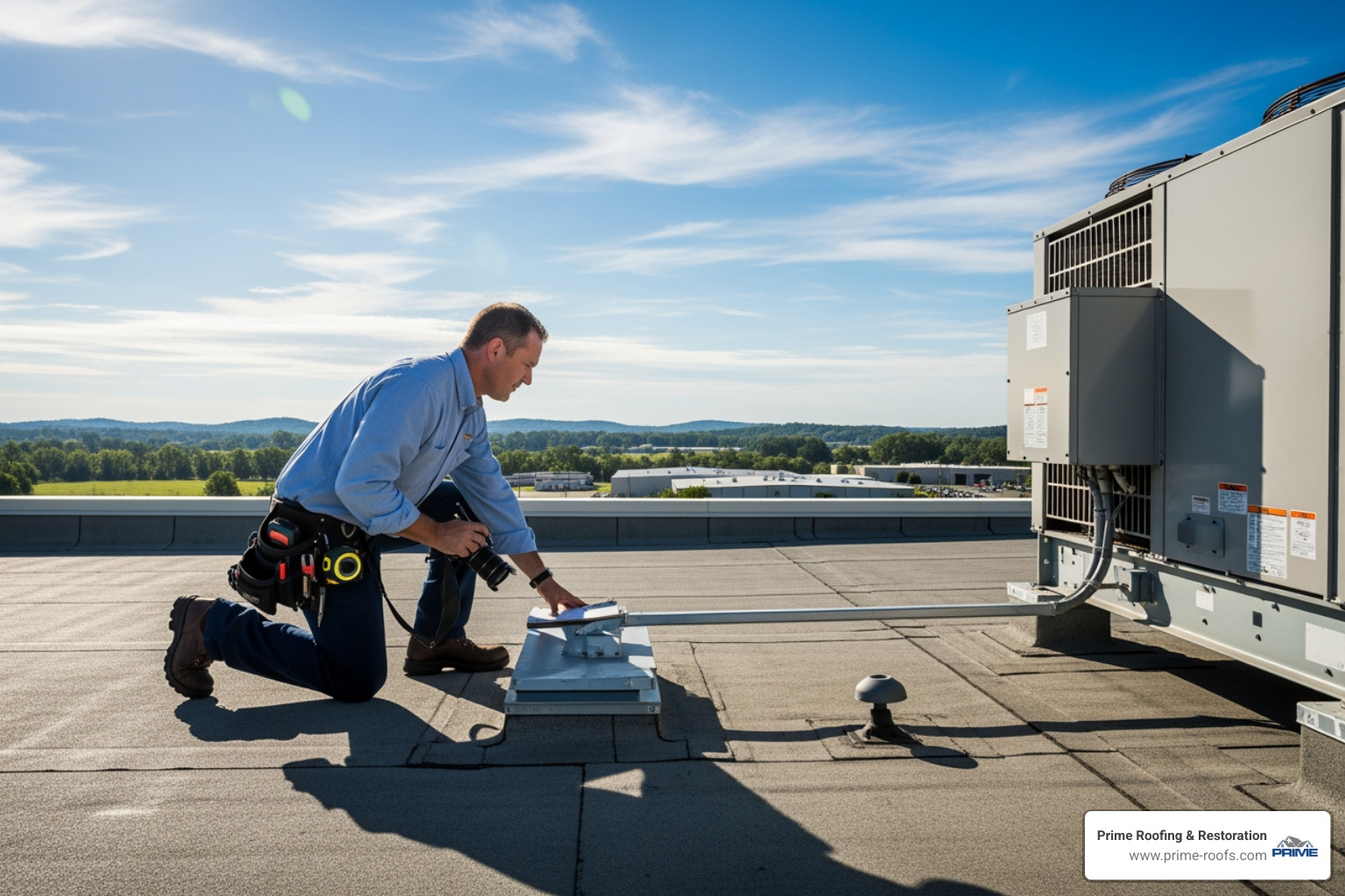 a roof being inspected under the bright Alabama sun - commercial roofing company gulf shores al