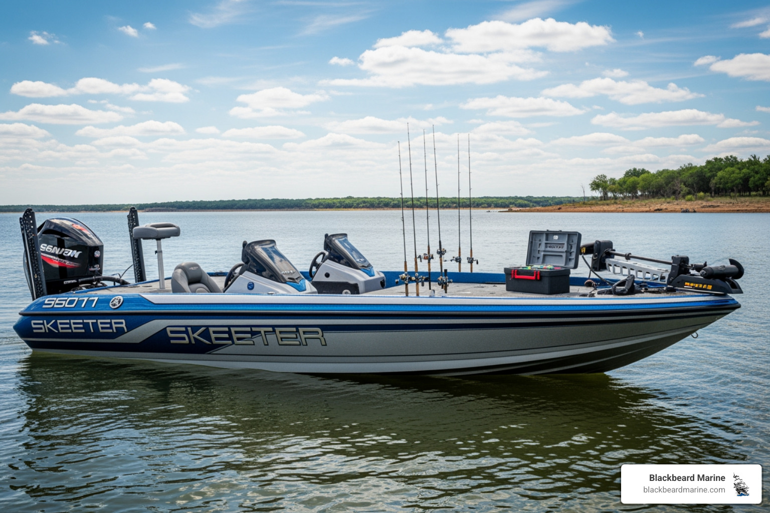A Skeeter fishing boat from the Blackbeard Marine inventory page on Lake Texoma - Boat sales Lake Texoma