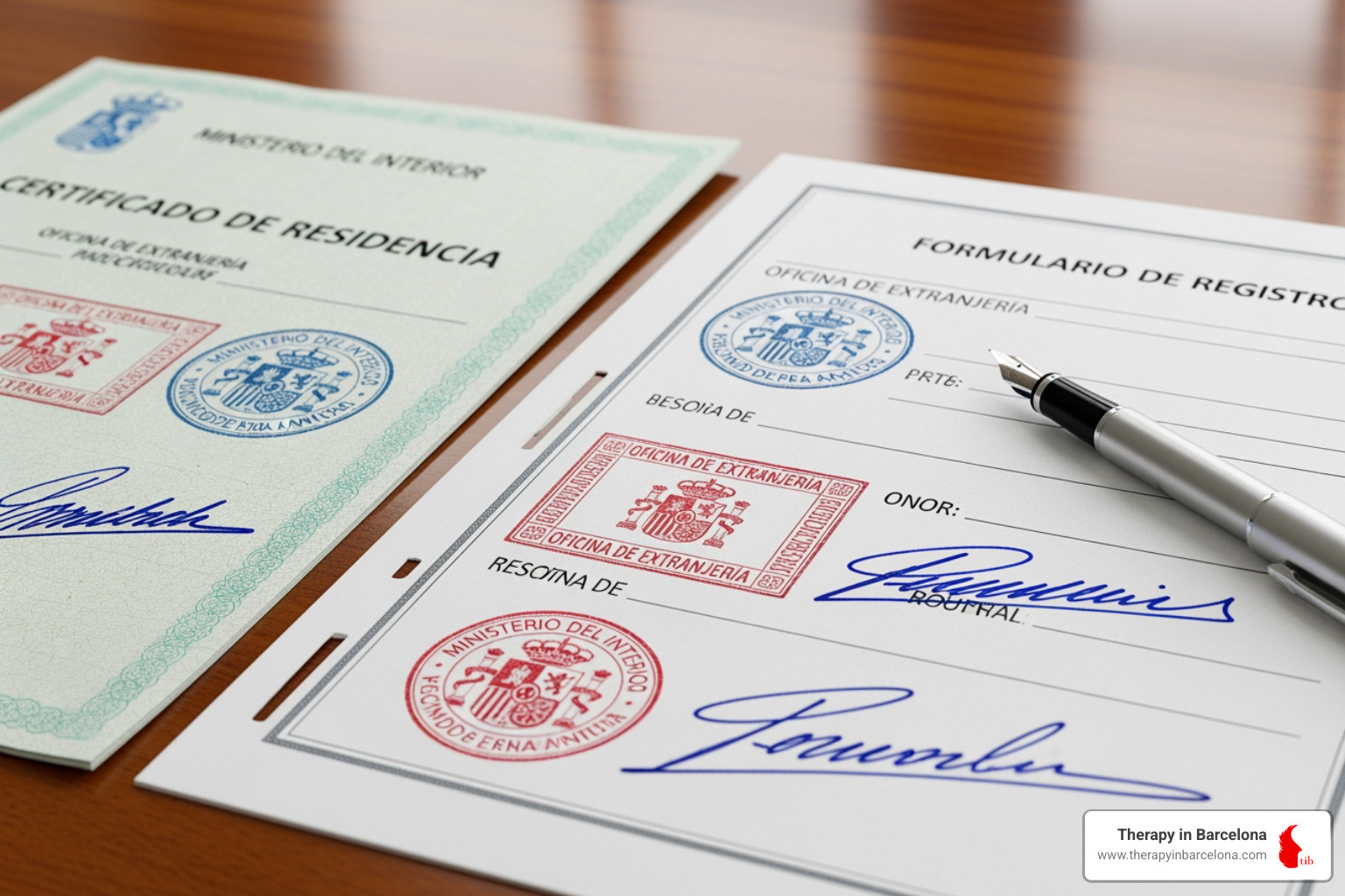 Official Spanish documents like a NIE certificate or empadronamiento form - emigrating to spain from ireland