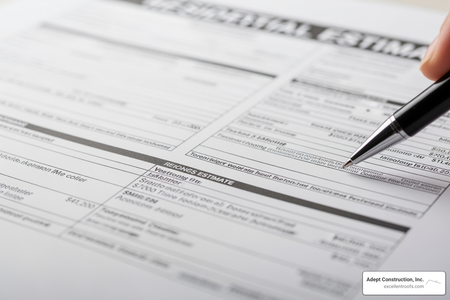 sample roofing estimate - residential roofing estimate