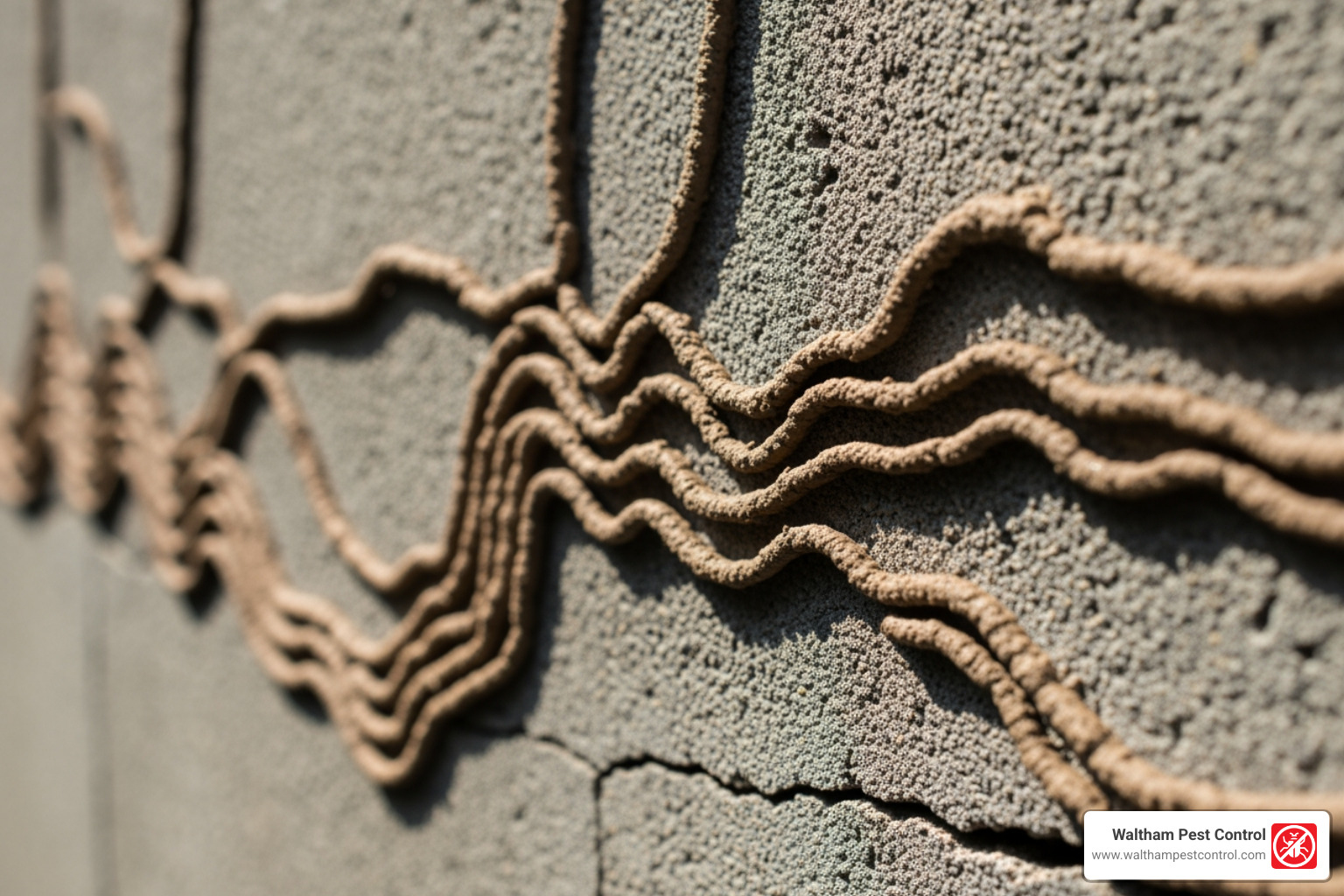termite mud tubes on a concrete foundation - organic termite control near me